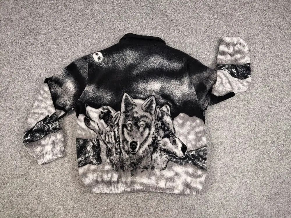 Japanese Brand Vintage 90's Fleece Zip Jacket Over Art Winter Wolf Hype Size US M / EU 48-50 / 2 - 7 Thumbnail