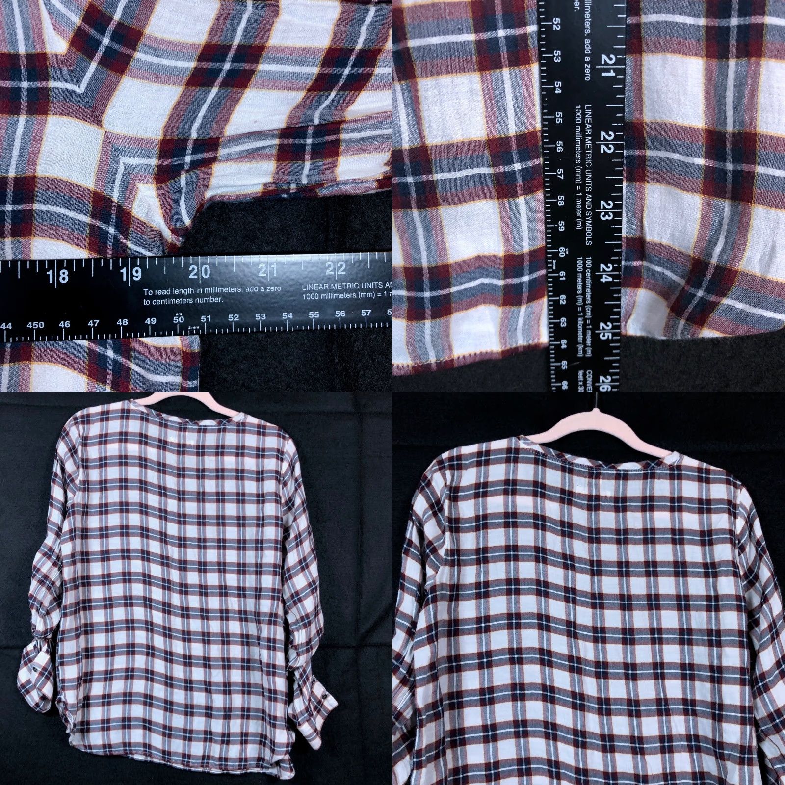 Ann Taylor Womens Shirt Ann Taylor LOFT White Multicolored Plaid Roll Tab Lightweight Small Casual Womens Crew Neck Long Sleeve T-Shirt Size S / US 4 / IT 40 - 8 Thumbnail