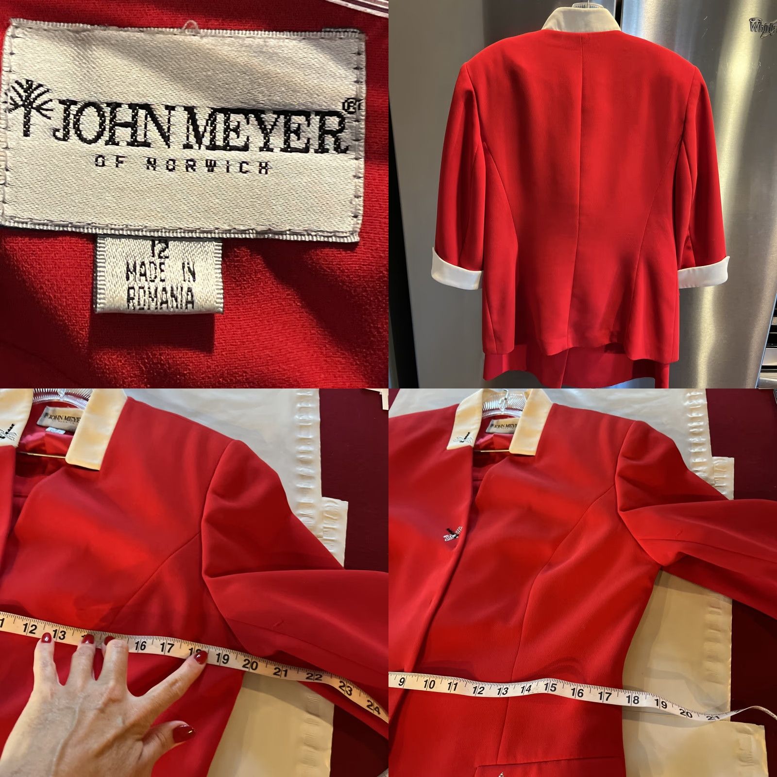 Vintage VINTAGE John Meyer of Norwich RED Dragonfly Blazer Skirt SET Business Suit Women’s Sz 12 Size 34" / US 12 / IT 48 - 8 Thumbnail