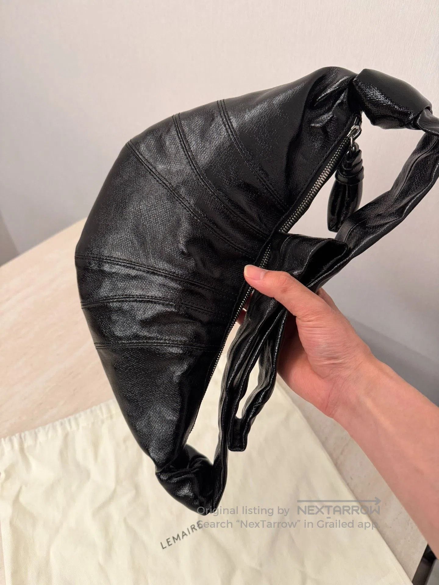 Lemaire LEMAIRE Black Coated Small Croissant Bag. Size ONE SIZE - 4 Thumbnail