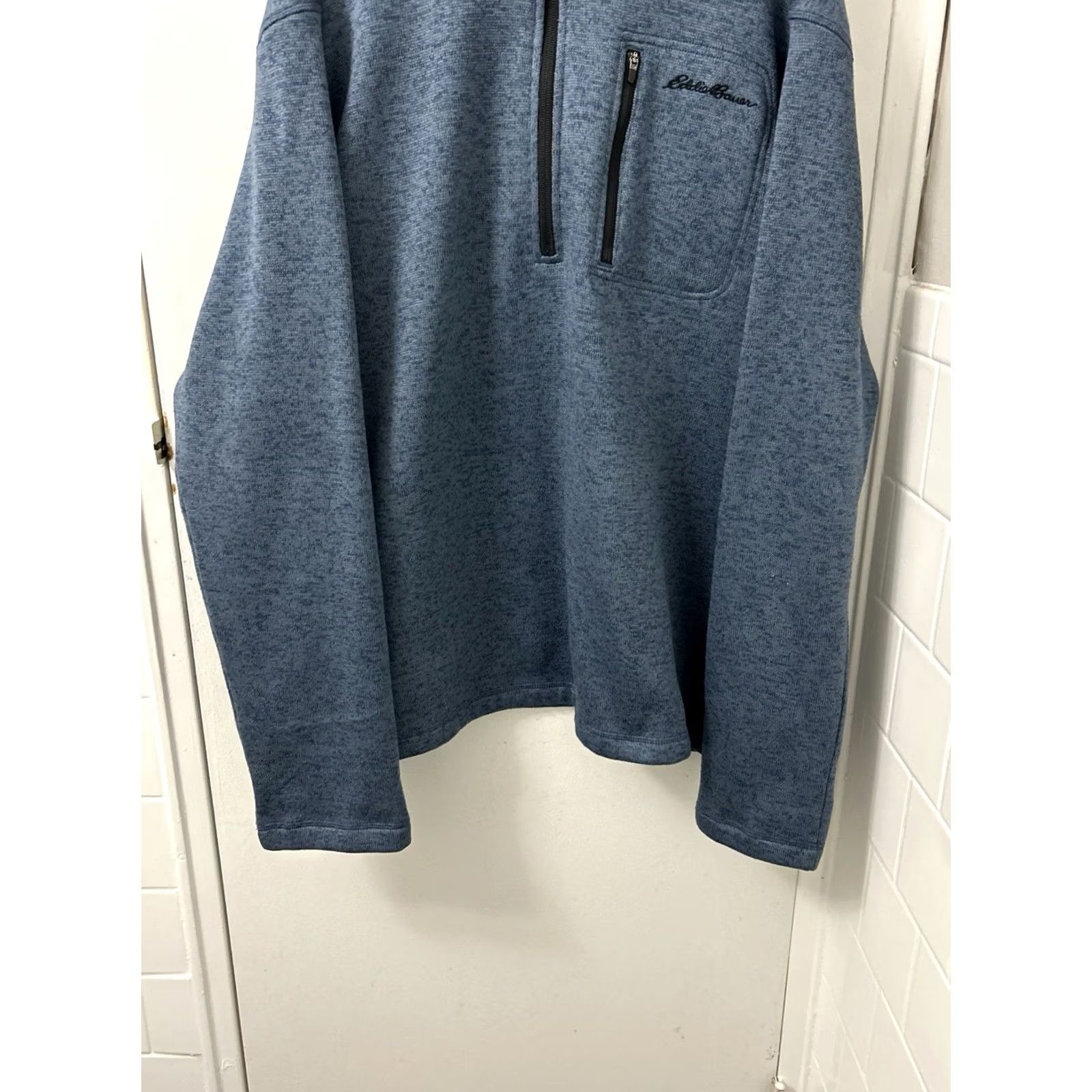 Eddie Bauer VINTAGE Eddie Bauer 1/4 Zip Mens Sweatshirt Pullover 2XL Blue Fleece Pocket L/S Mock Neck Zipper Size US XXL / EU 58 / 5 - 3 Thumbnail