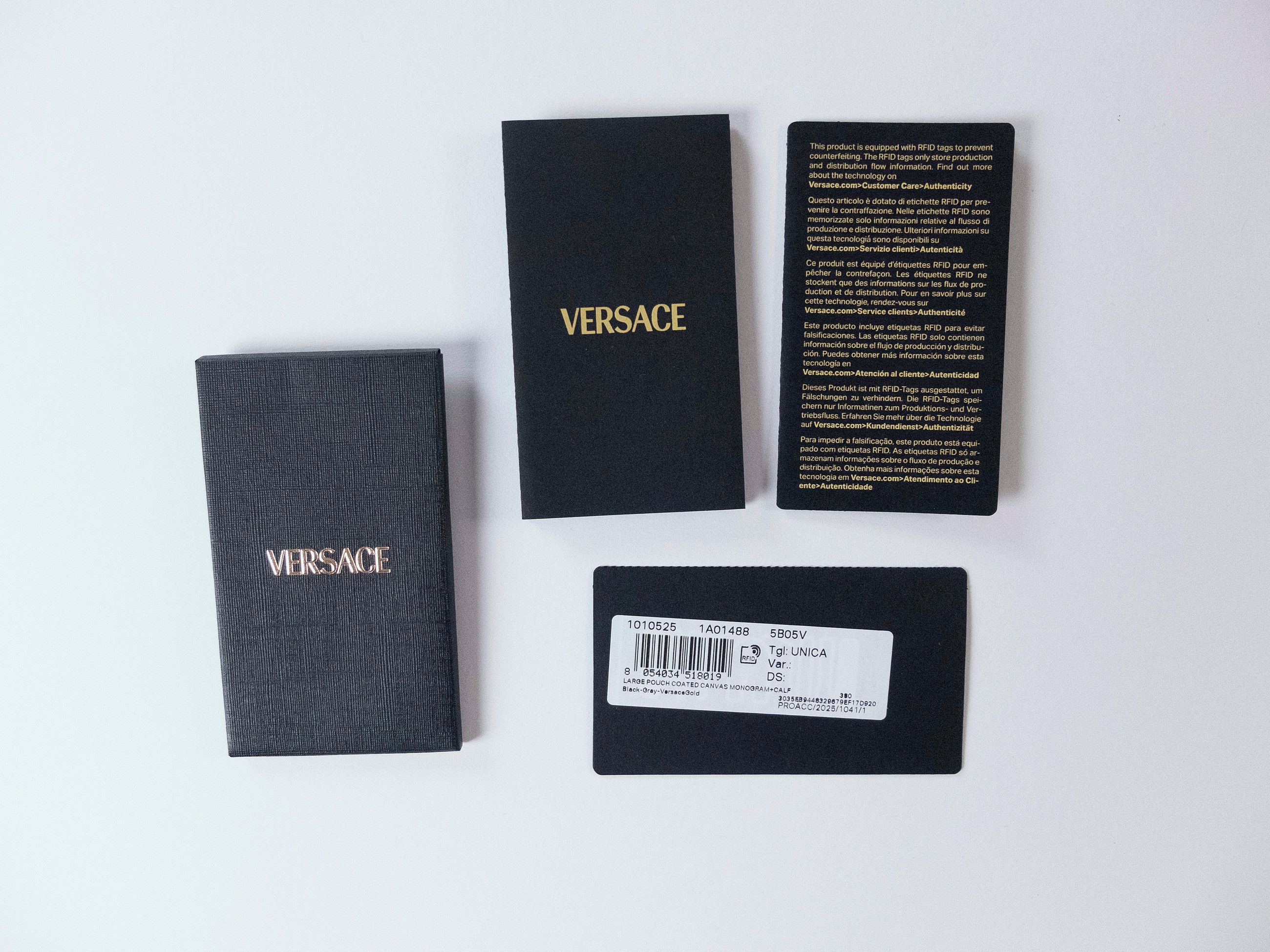 Versace VERSACE La Greca black gray coated canvas large clutch Size ONE SIZE - 7 Thumbnail