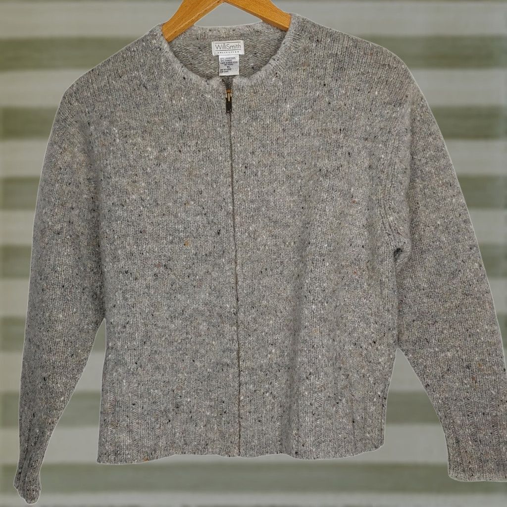Willi Smith VINTAGE Willi Smith Collection Cardigan Sweater Women XL Cropped Gray Mohair Lambswool Round Neck Long Sleeve Knit Casual Fall Winter Size XL / US 12-14 / IT 48-50 - 1 Thumbnail