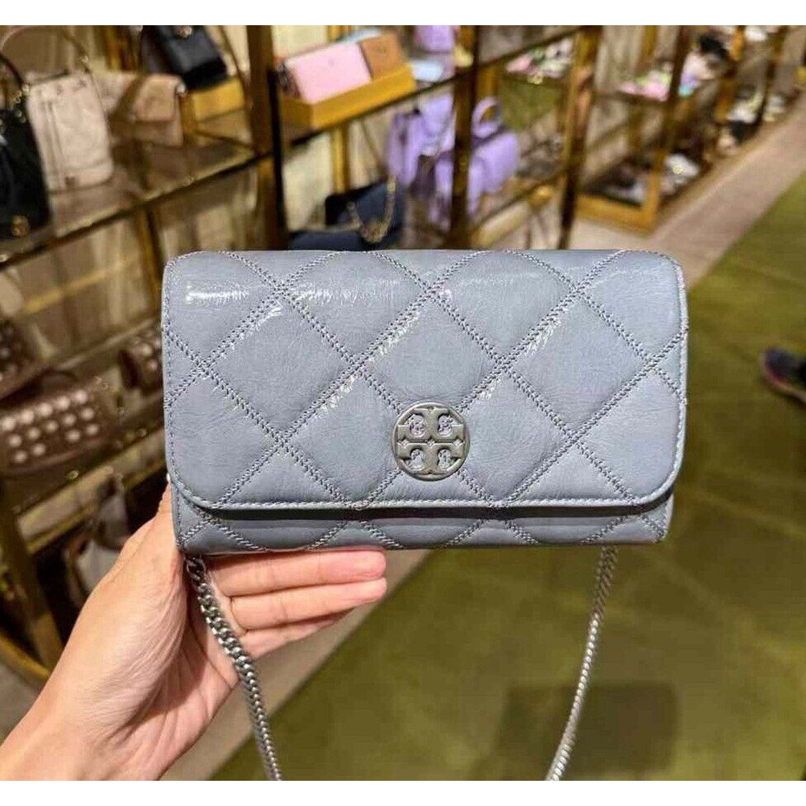 Tory Burch NEW Tory Burch Willa Chain Wallet Crossbody Bluewood Color Size ONE SIZE - 1 Thumbnail