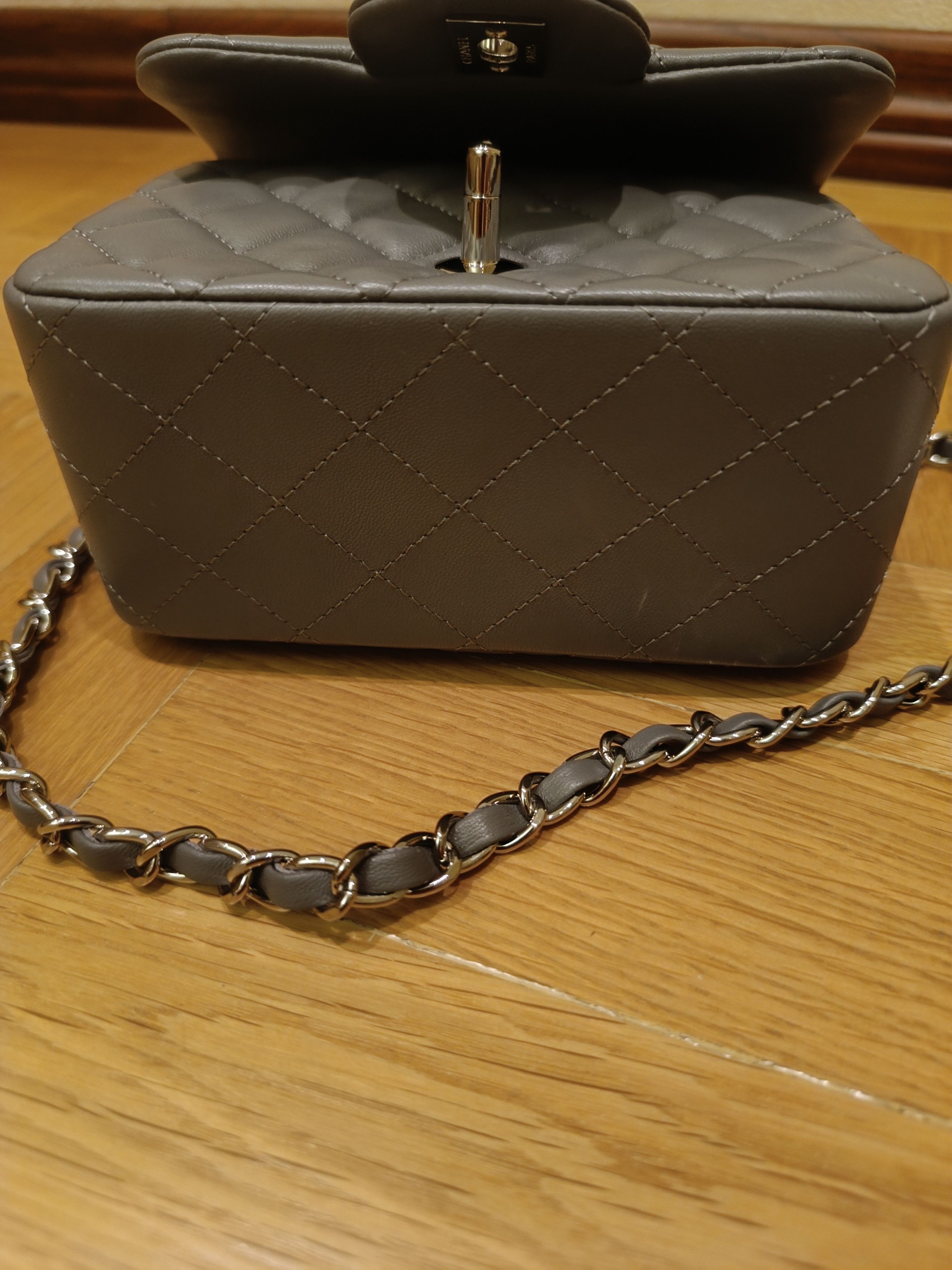 Chanel Chanel mini flap bag Grey Lambskin Size ONE SIZE - 8 Thumbnail