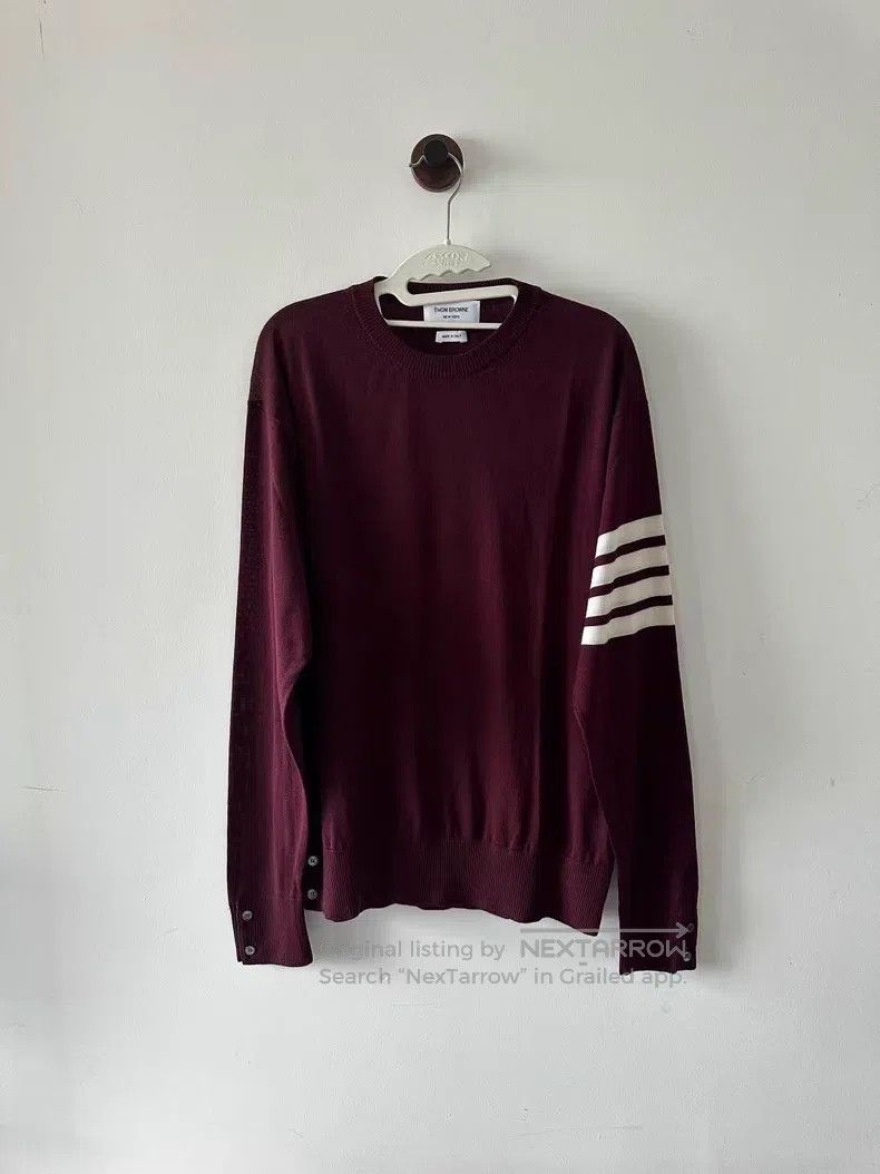 Thom Browne Thom Browne Burgundy Wool Knit Sweater Size US XL / EU 56 / 4 - 1 Thumbnail