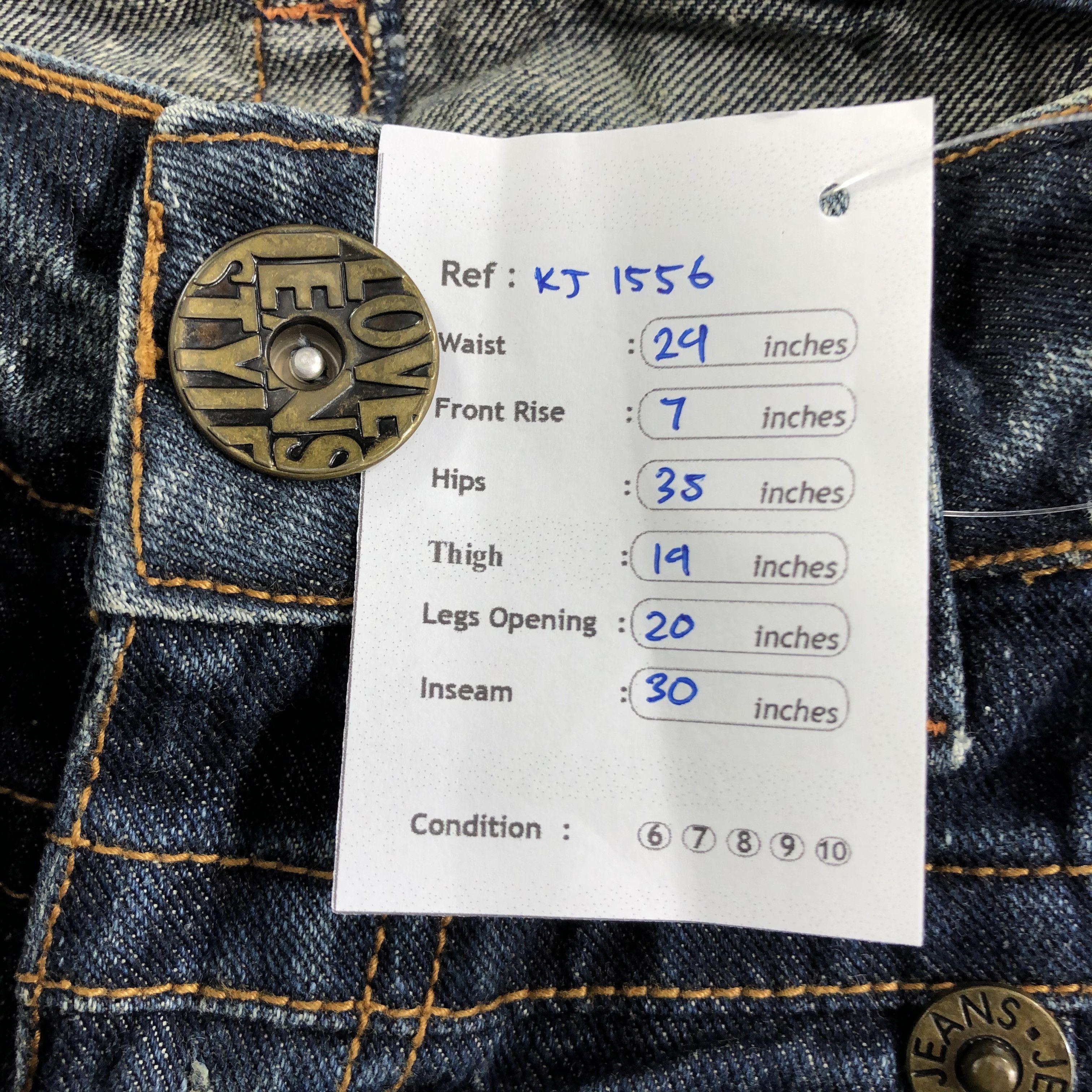Japanese Brand Sky Bomber Jeans Faded Blue Flare Denim KJ1556 Size 29" - 10 Thumbnail