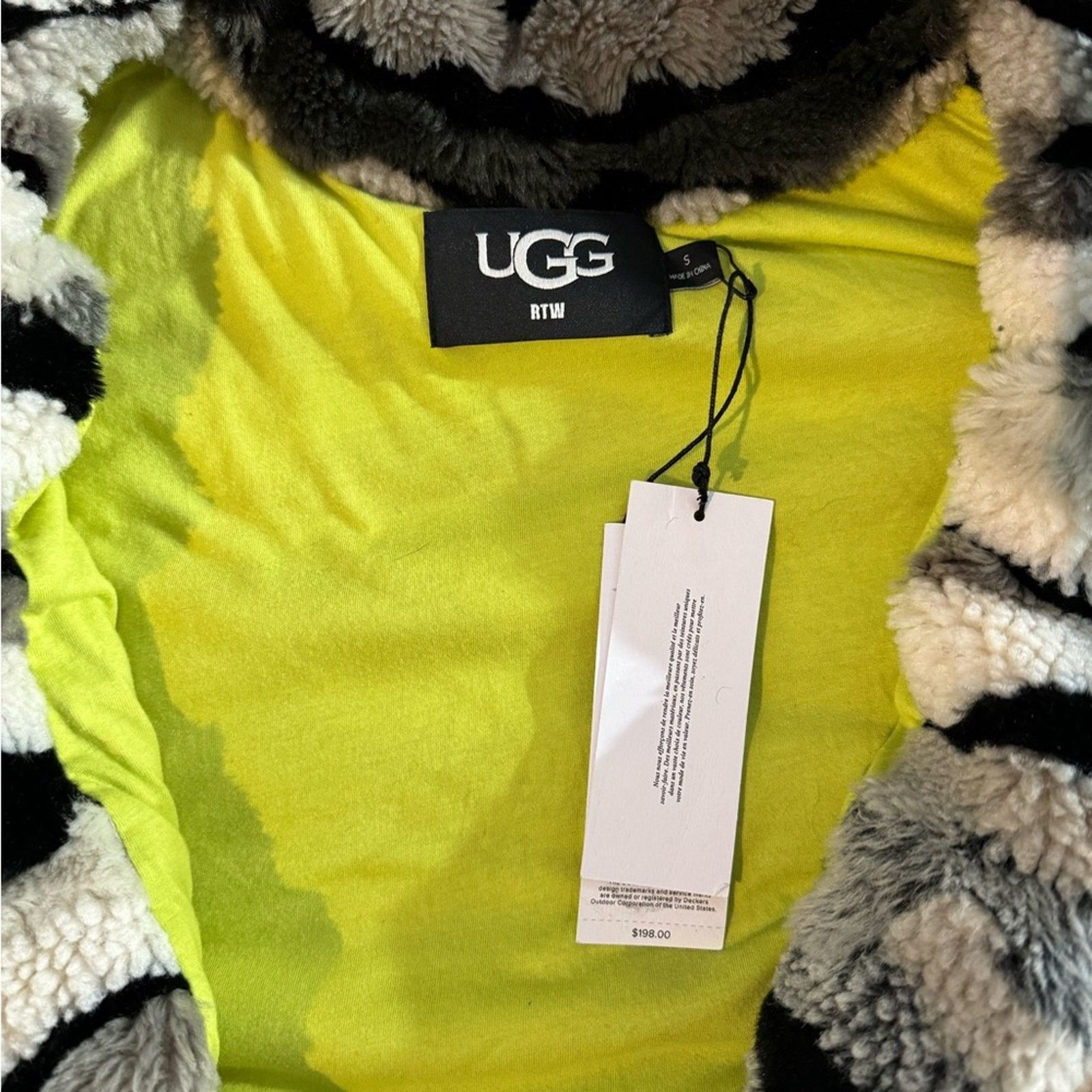 Ugg UGG Neon Yellow and Black Fleece Jacket Size S / US 4 / IT 40 - 8 Thumbnail