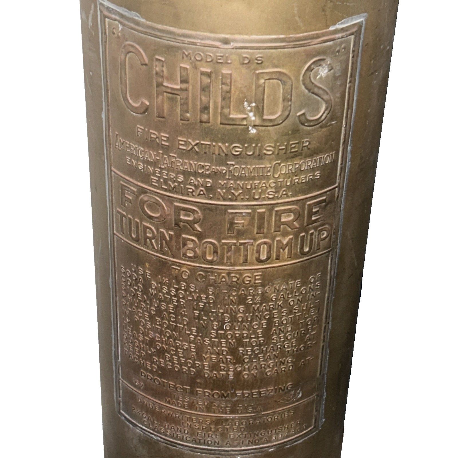 CHILDS Antique Childs Brass Fire Extinguisher Model DS 2 Foot Tall Size US XXL / EU 58 / 5 - 11 Thumbnail