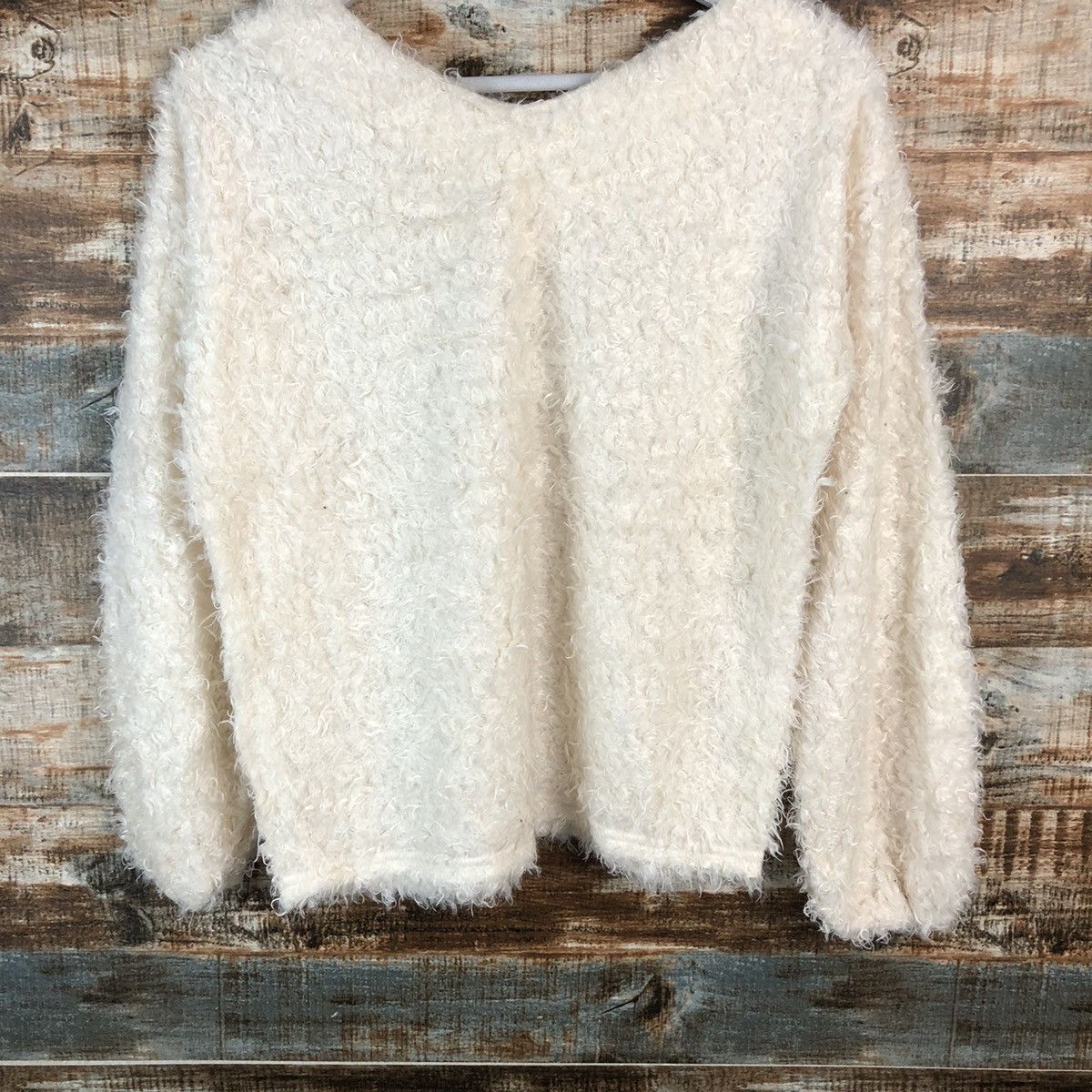Homespun Knitwear × Japanese Brand DLL One Way White Mohair shaggy fur vintage Knitwear #C055 Size S / US 4 / IT 40 - 3 Thumbnail