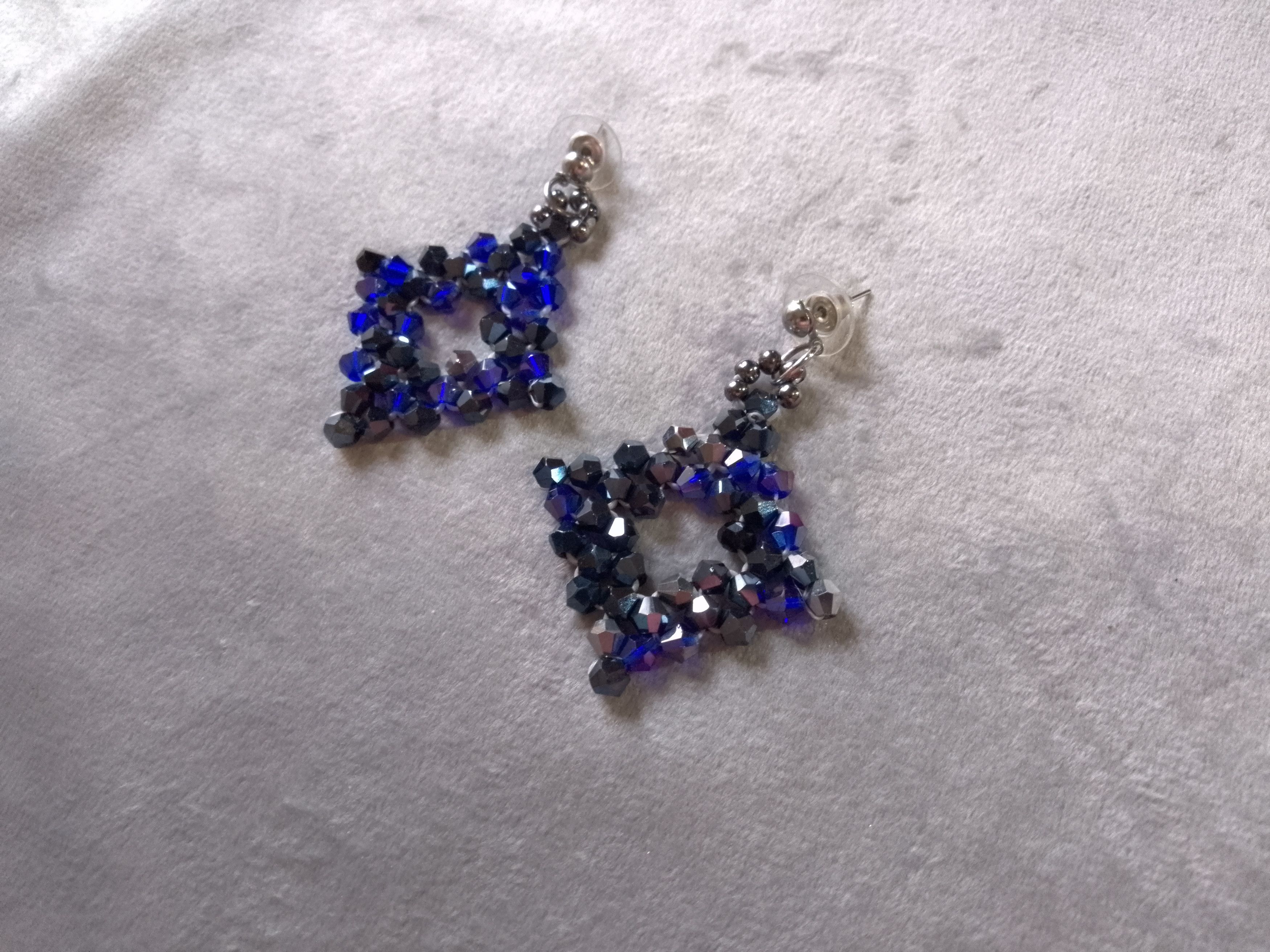 Handmade Necklace Pendant Matching Earrings. Blue Crystal. Square Size ONE SIZE - 5 Thumbnail