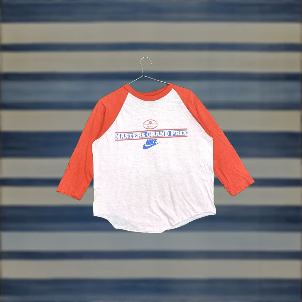 Nike VINTAGE Nike Shirt Mens Large Raglan Sleeve Baseball Tee Masters Grand Prix 90s Size US L / EU 52-54 / 3 - 1 Thumbnail