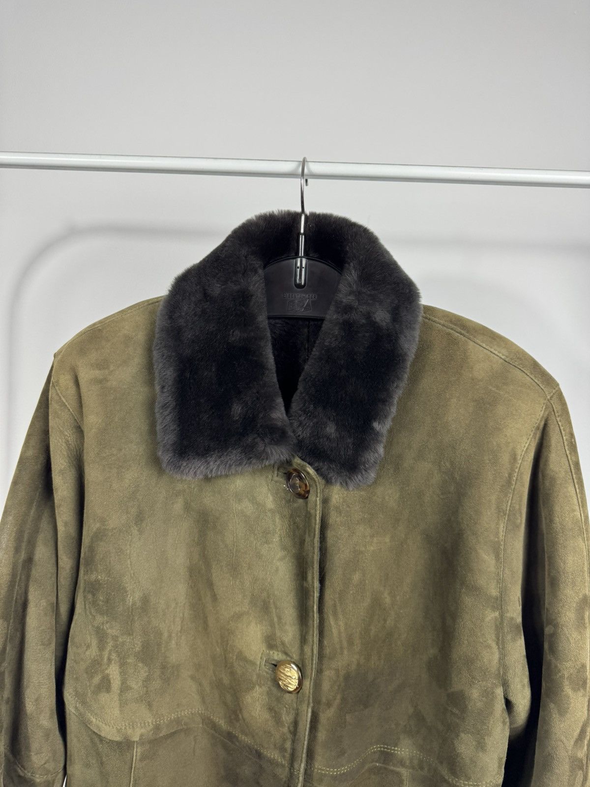 Other Vintage Shearling Suede Coat Fur Collar Lined Jacket XXL Size XXL / US 16-18 / IT 52-54 - 4 Thumbnail