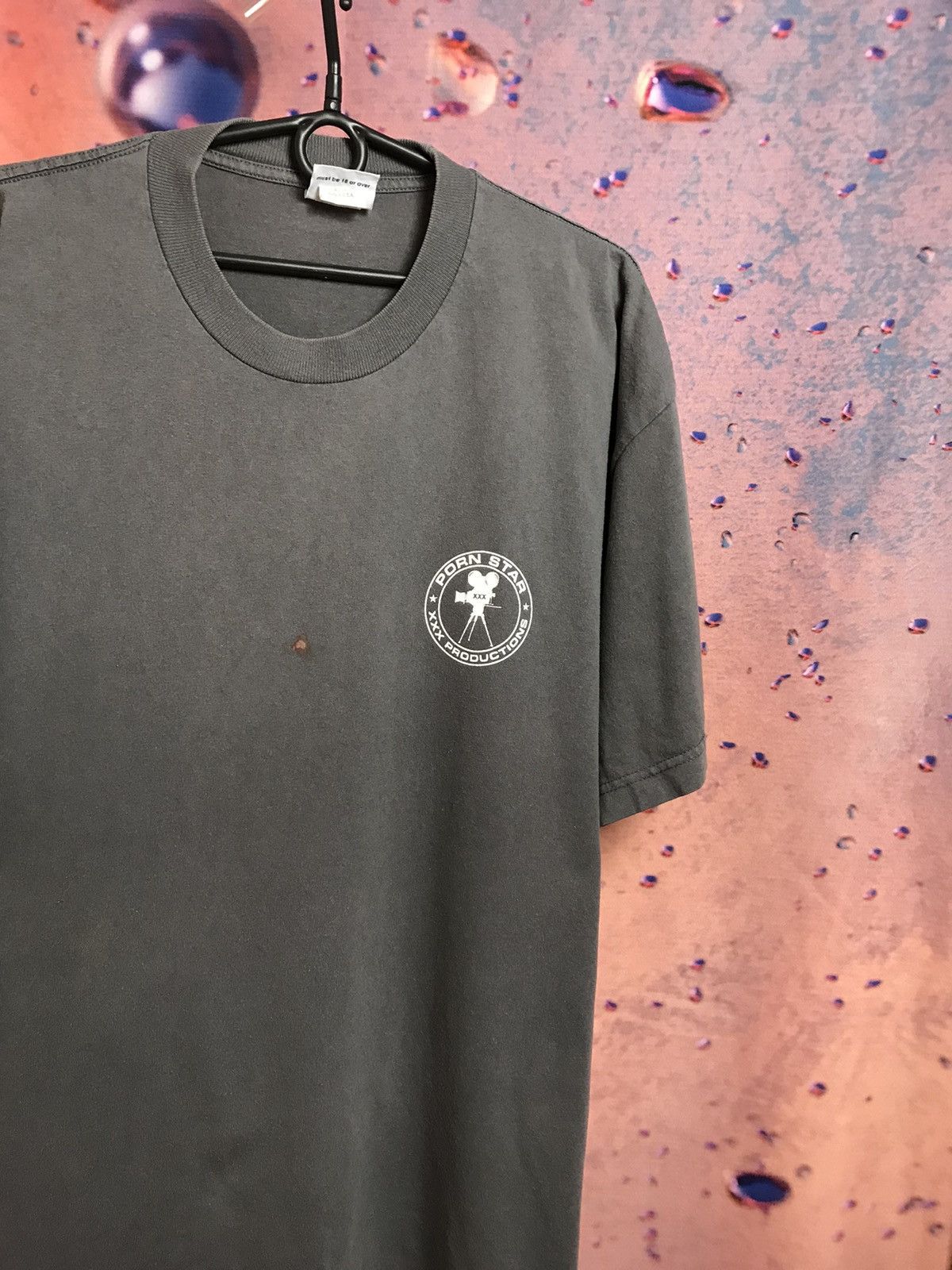 image of Hook Ups x Vintage Pornstar Crew Streetwear Tee in Grey, Men's (Size XL)