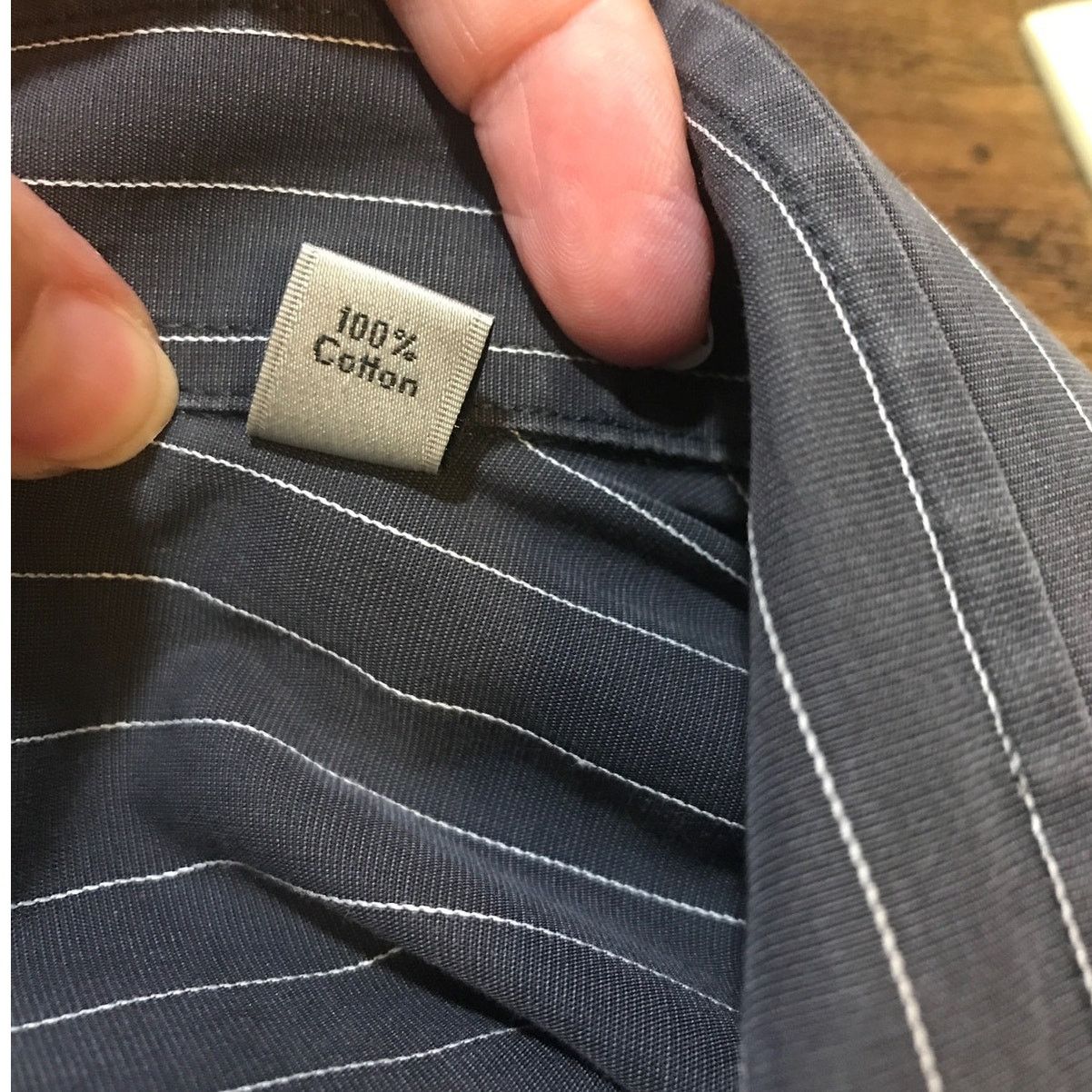 Calvin Klein Calvin Klein Gray Cotton Pinstripe Shirt Men Tall XL Size US XL / EU 56 / 4 - 5 Thumbnail