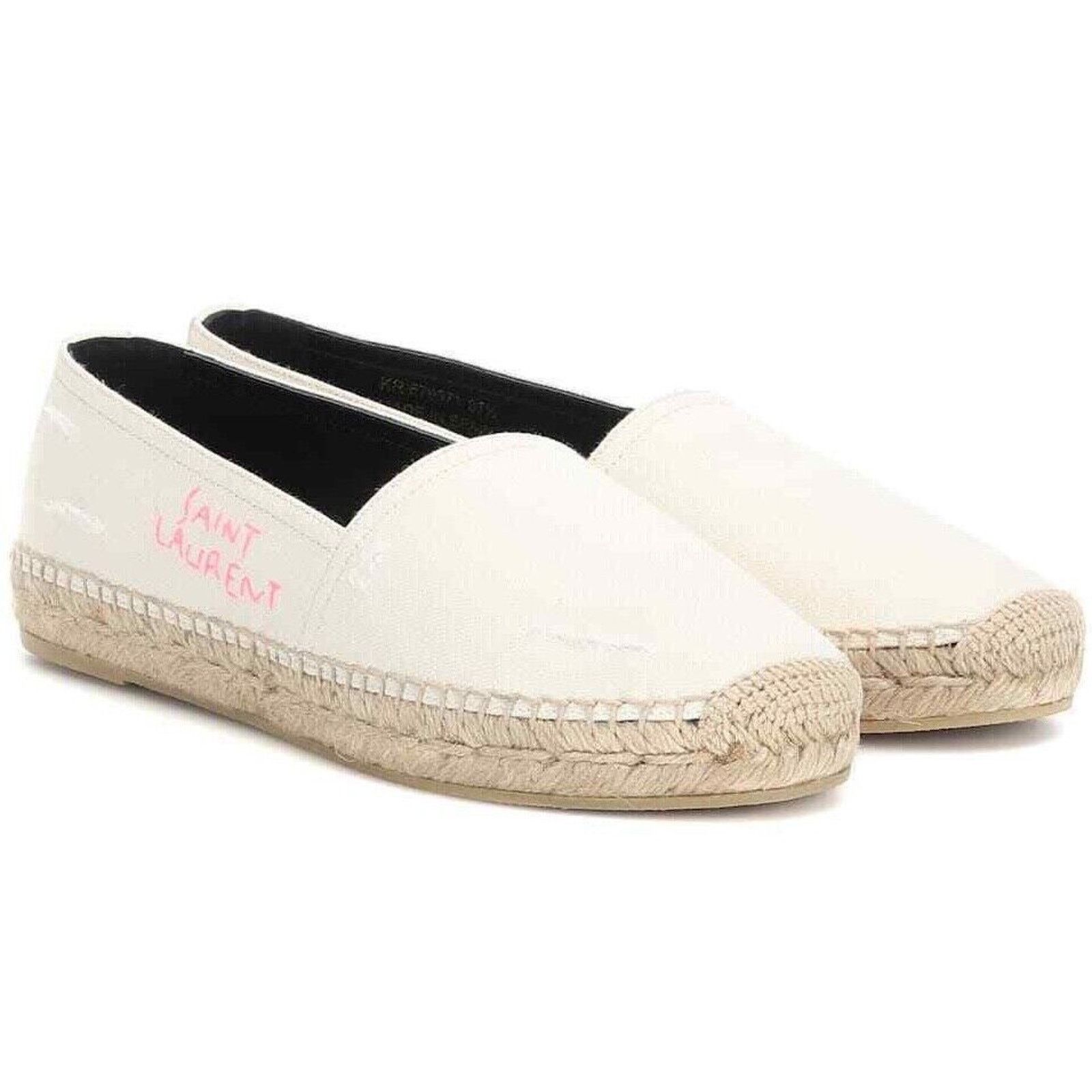 Yves Saint Laurent Saint Laurent YSL Panna Canvas Pink Logo Embroidered Size US 10 / IT 40 - 2 Thumbnail