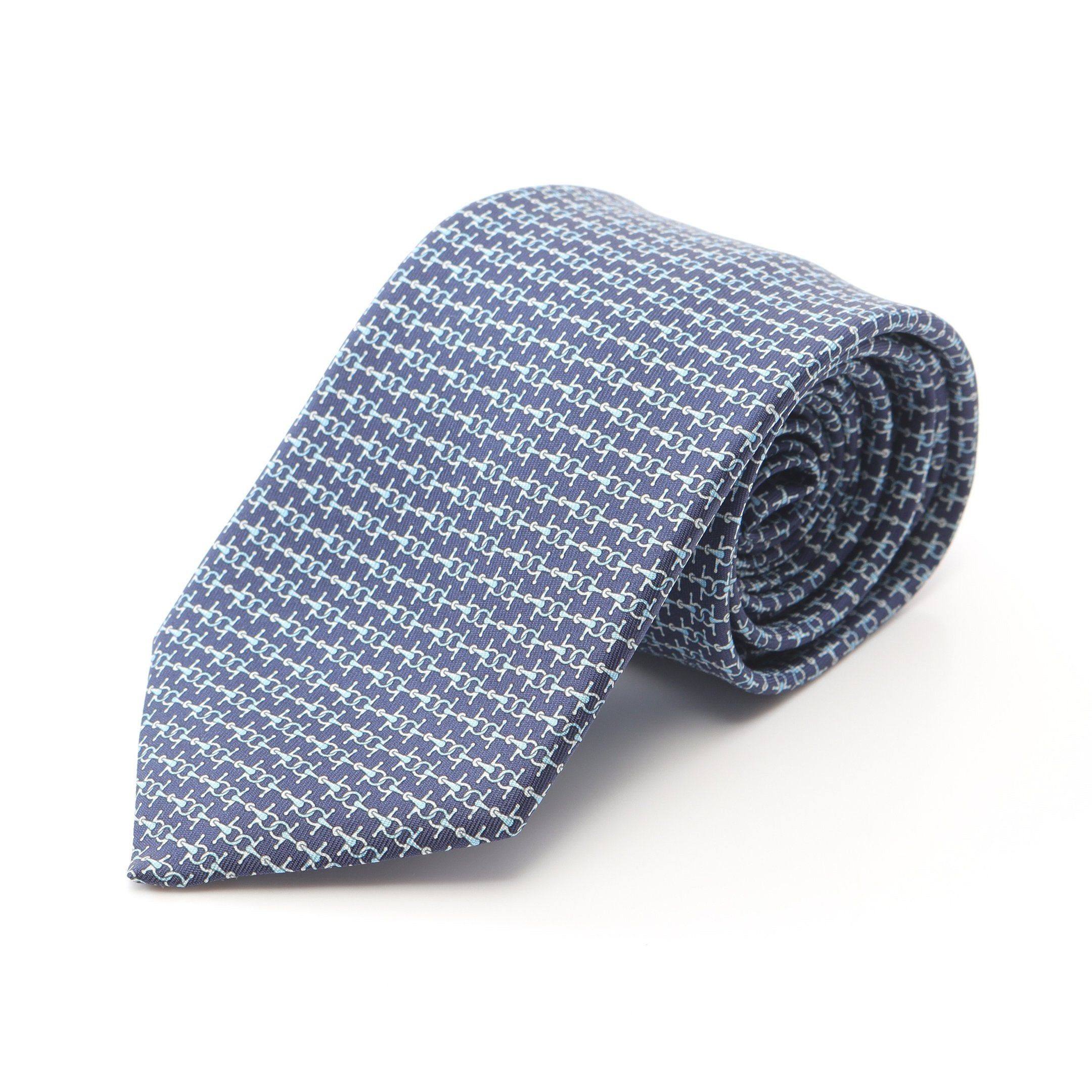 Hermes Hermes Tie Silk Dark Blue Light Size ONE SIZE - 1 Thumbnail