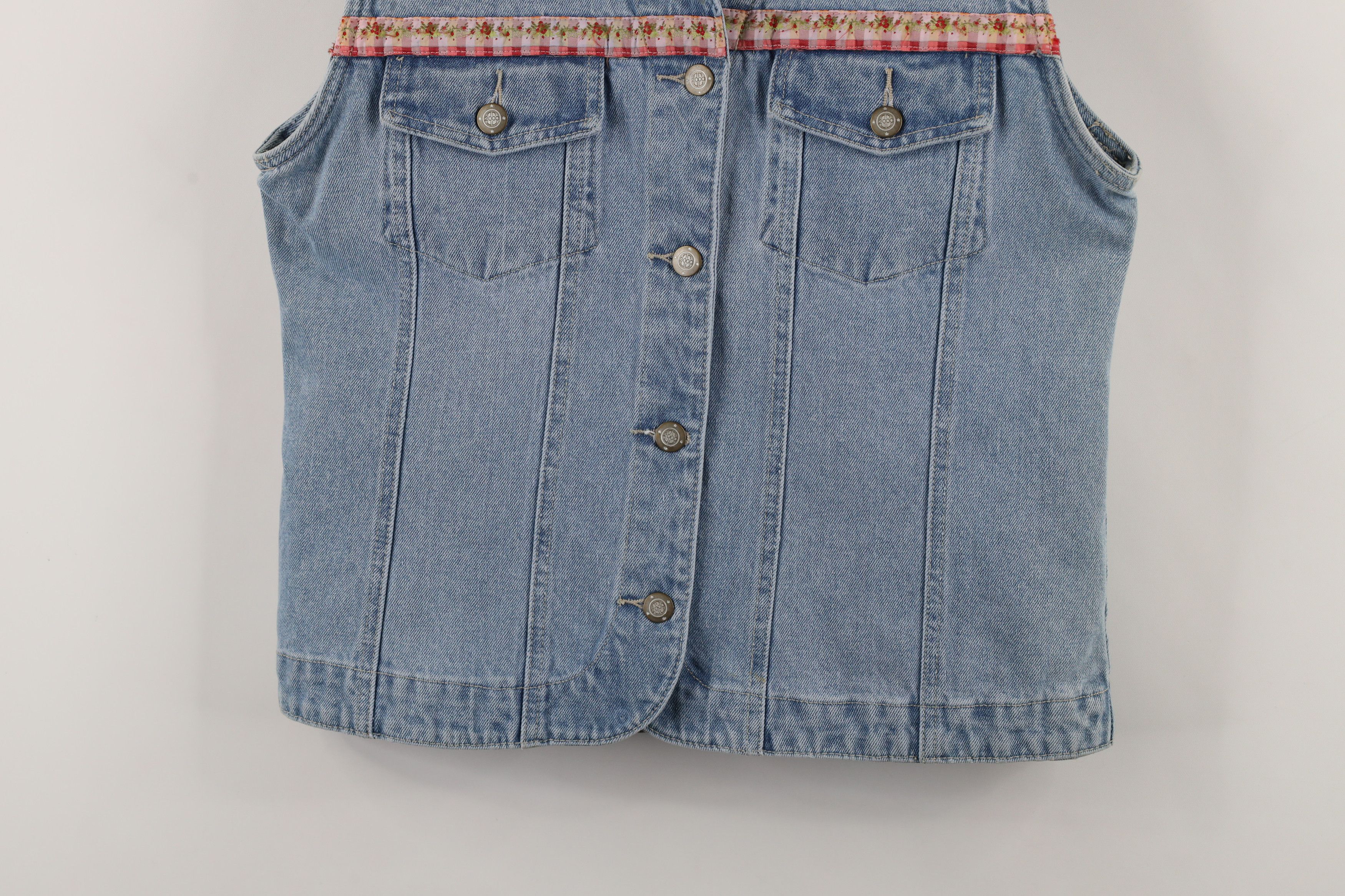 Vintage Vintage 90s Streetwear Flower Sequin Denim Jean Vest Jacket Size M / US 6-8 / IT 42-44 - 3 Thumbnail
