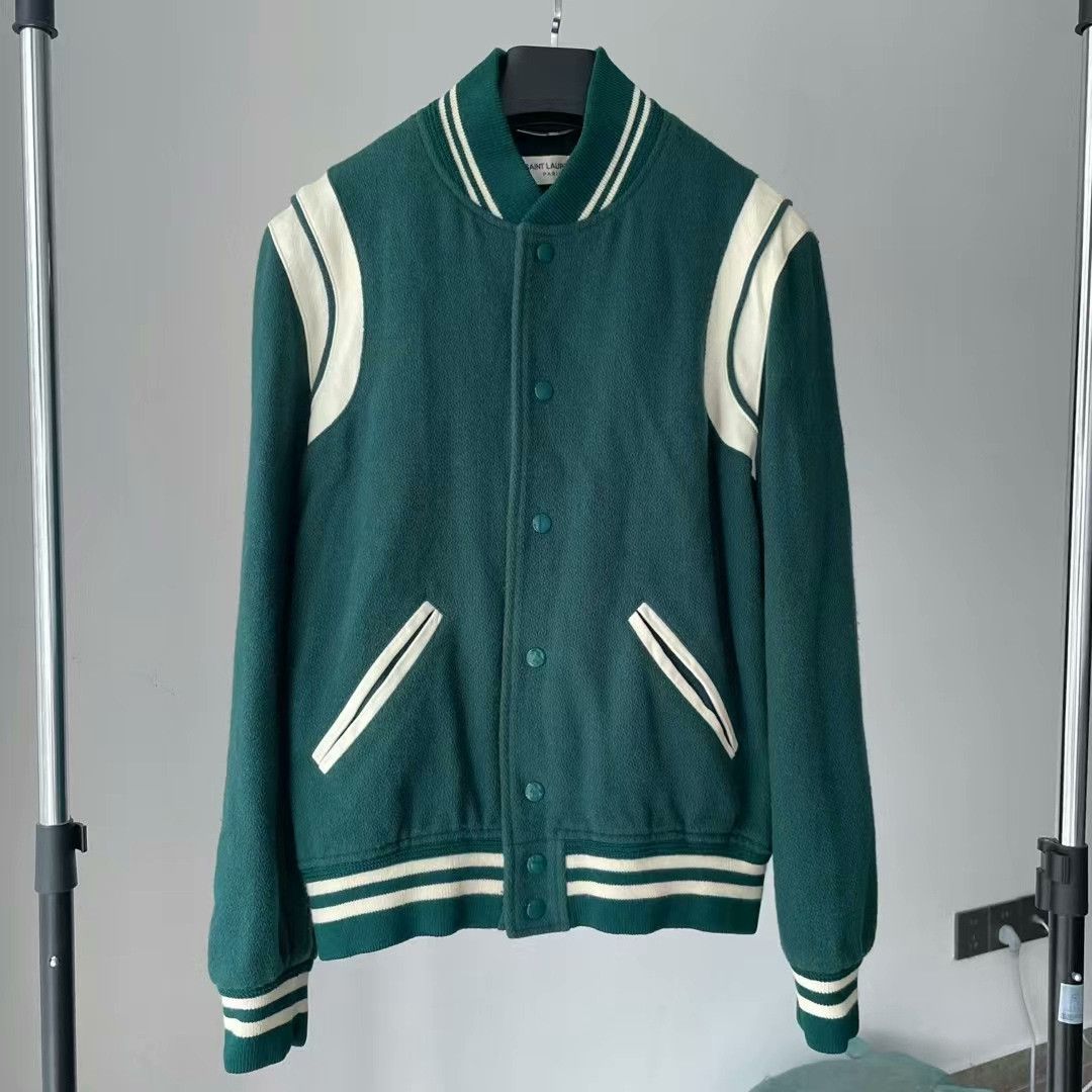 Saint Laurent Paris saint laurent green wool varsity jacket Size US M / EU 48-50 / 2 - 1 Thumbnail