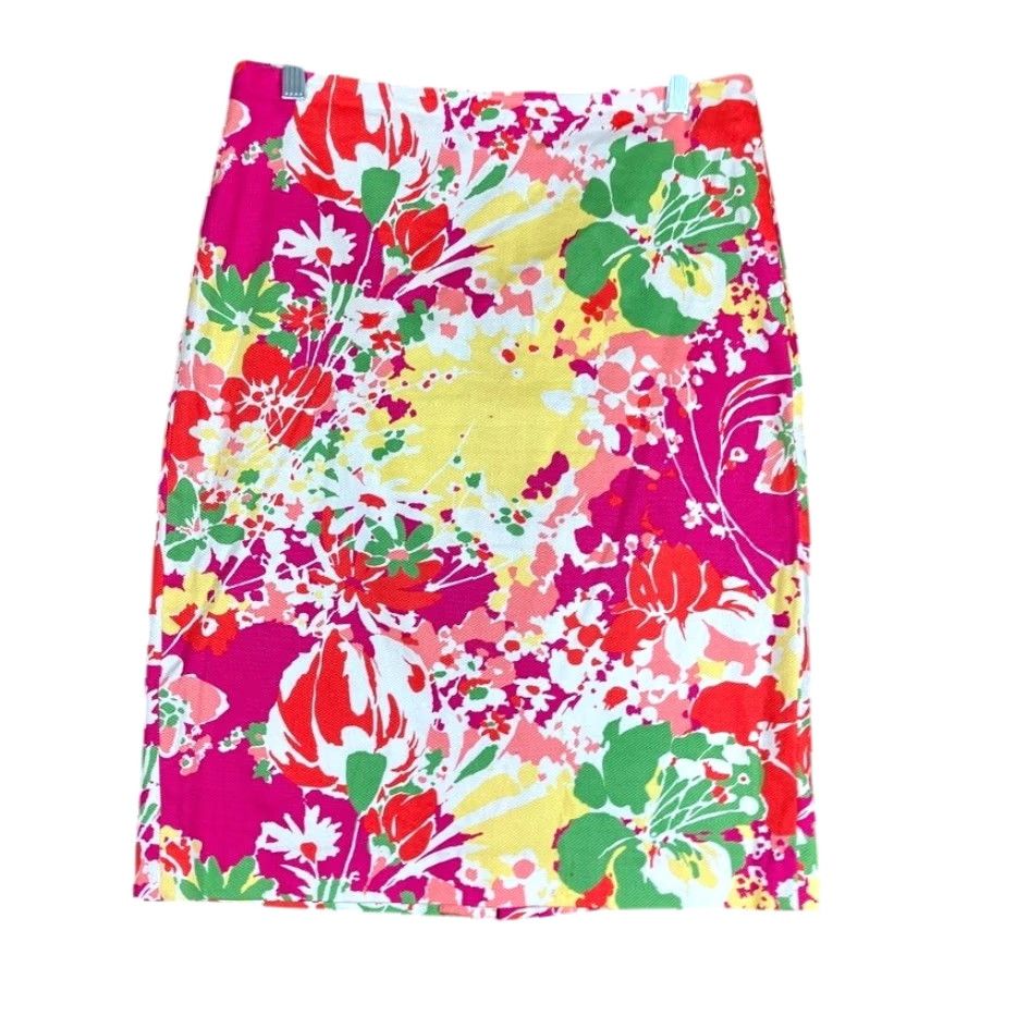 Talbots Talbots Womens Skirt Multicolor Floral Pencil Midi Back Zip Stretch 6 Size 28" / US 6 / IT 42 - 2 Thumbnail