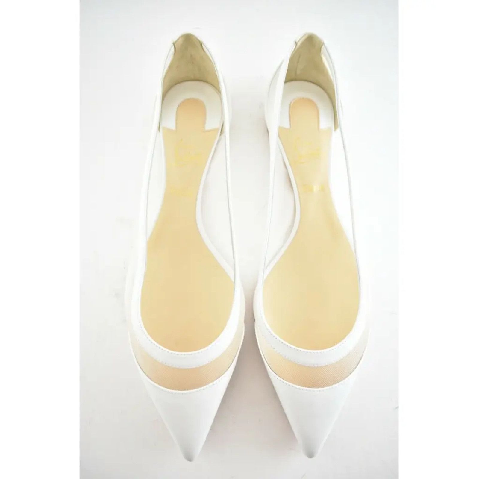Christian Louboutin Christian Louboutin Galativi Flat White Leather Nude Size US 5 / IT 35 - 7 Thumbnail