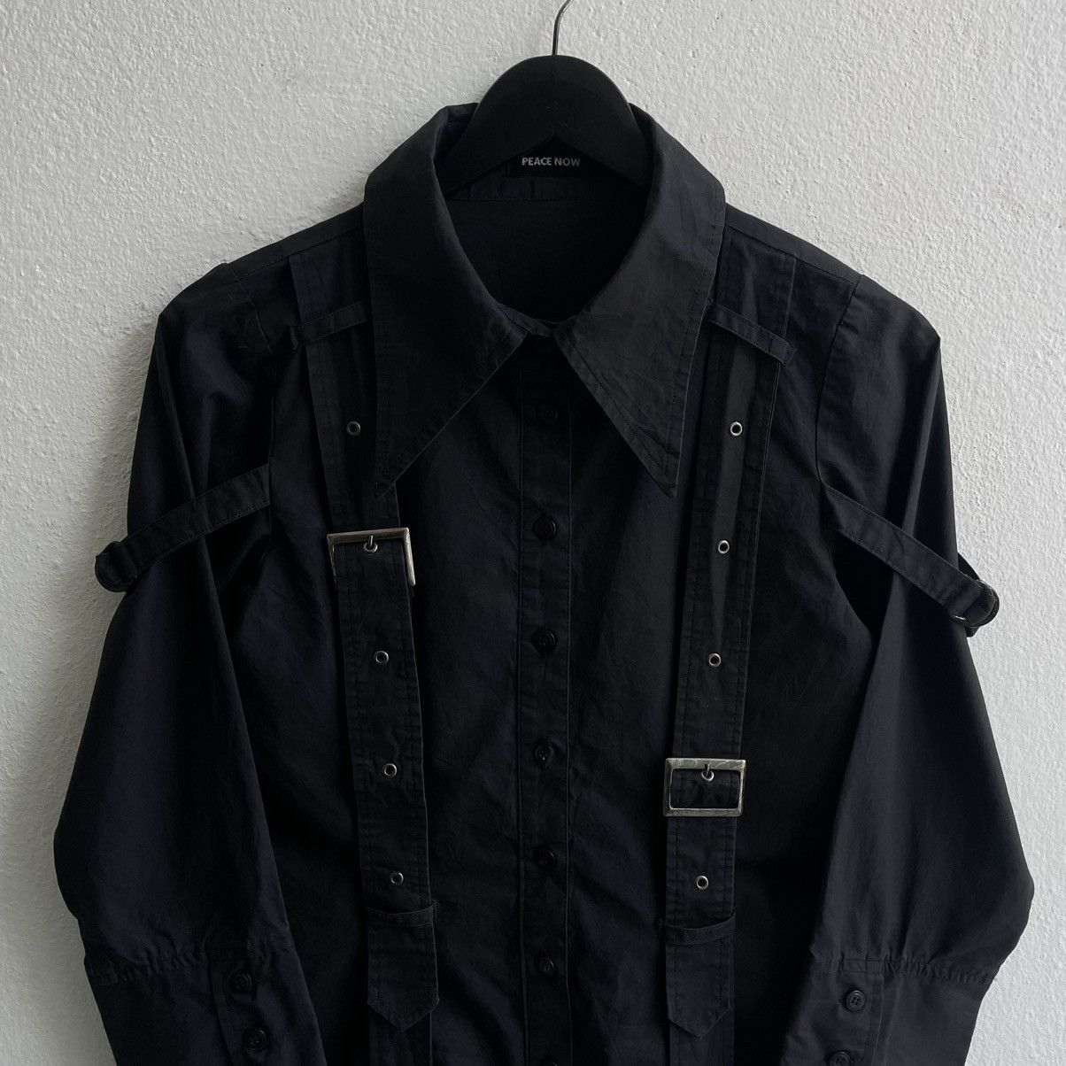 If Six Was Nine Vintage Black Peace Now Punk Bondage Parachute Shirts Size M / US 6-8 / IT 42-44 - 4 Thumbnail