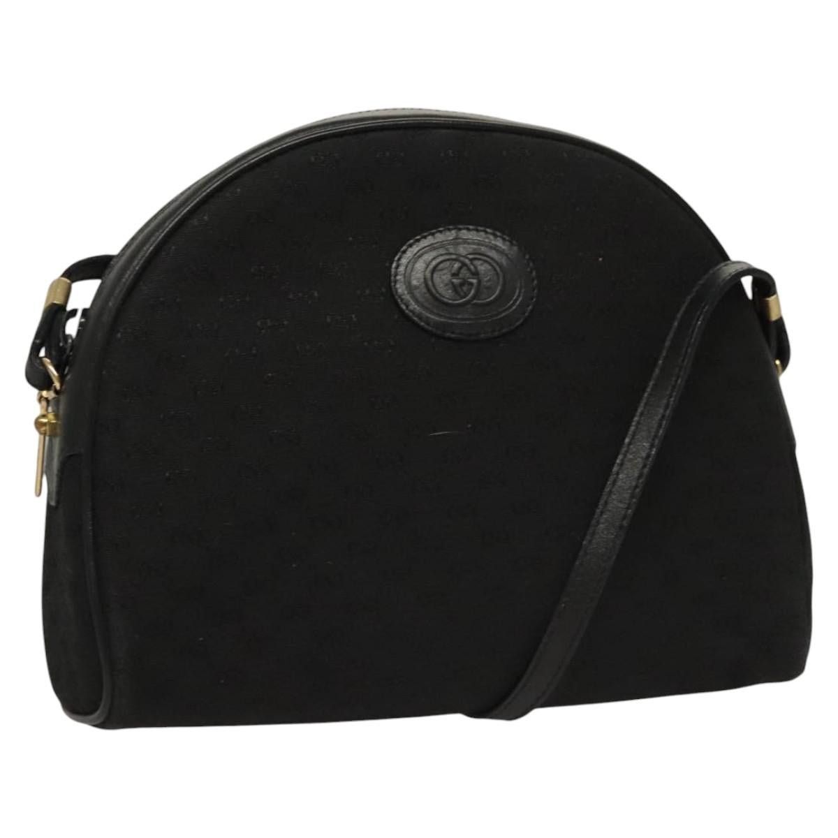 Gucci Micro GG Canvas Shoulder Bag Black Gold, Women's