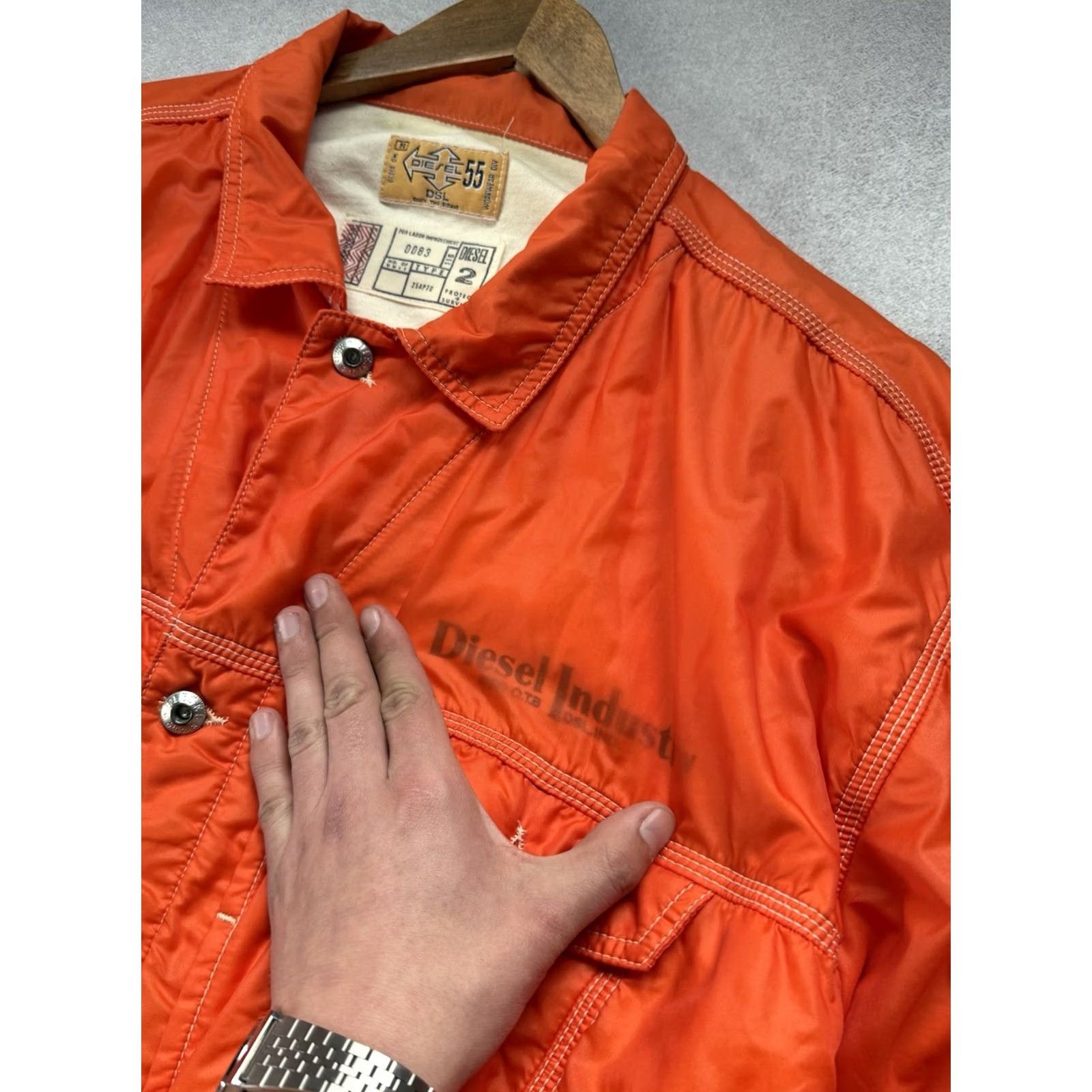 Diesel VINTAGE Diesel WORK WEAR Bomber Jacket Polyamide Orange XL Men’s Jacket, 90s, Zipper Button Snap, Logo, Canvas, Lightweight, Pockets, Diesel USA, Y2K Size US XL / EU 56 / 4 - 5 Thumbnail