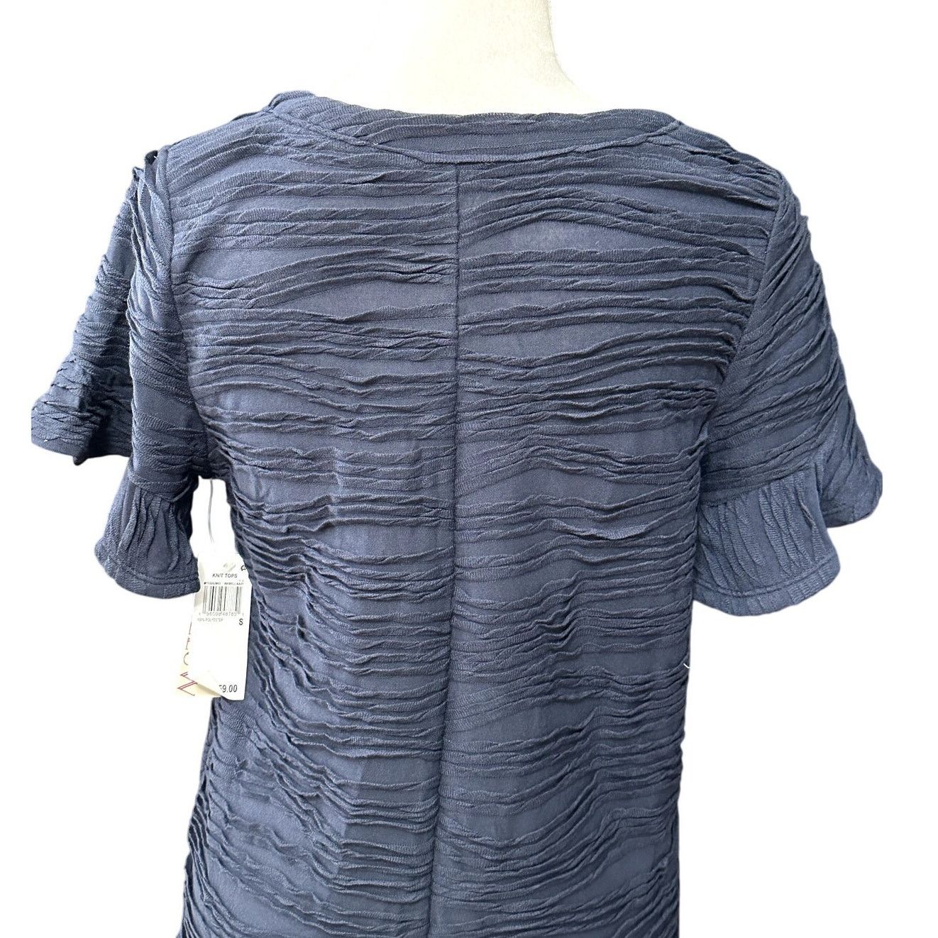Other Willow Drive Textured Blouse Short Flutter Sleeves Blue S Size S / US 4 / IT 40 - 6 Thumbnail