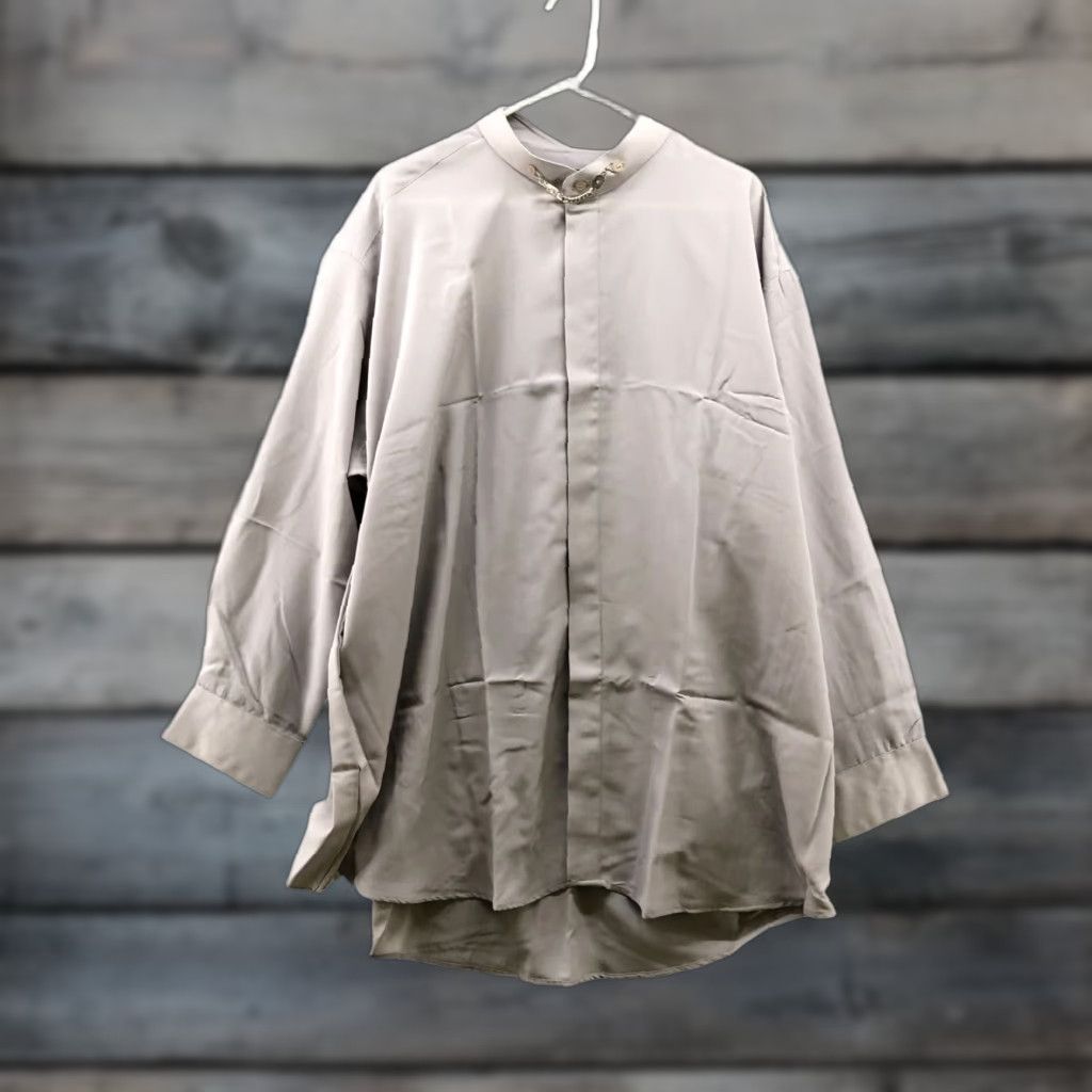 Vintage NEW Jameson Meade Button Up Shirt Gray 19.5 Long Sleeve Polyester Disco Chain Neck Casual Formal Party/Cocktail Mens Size US XXL / EU 58 / 5 - 1 Thumbnail