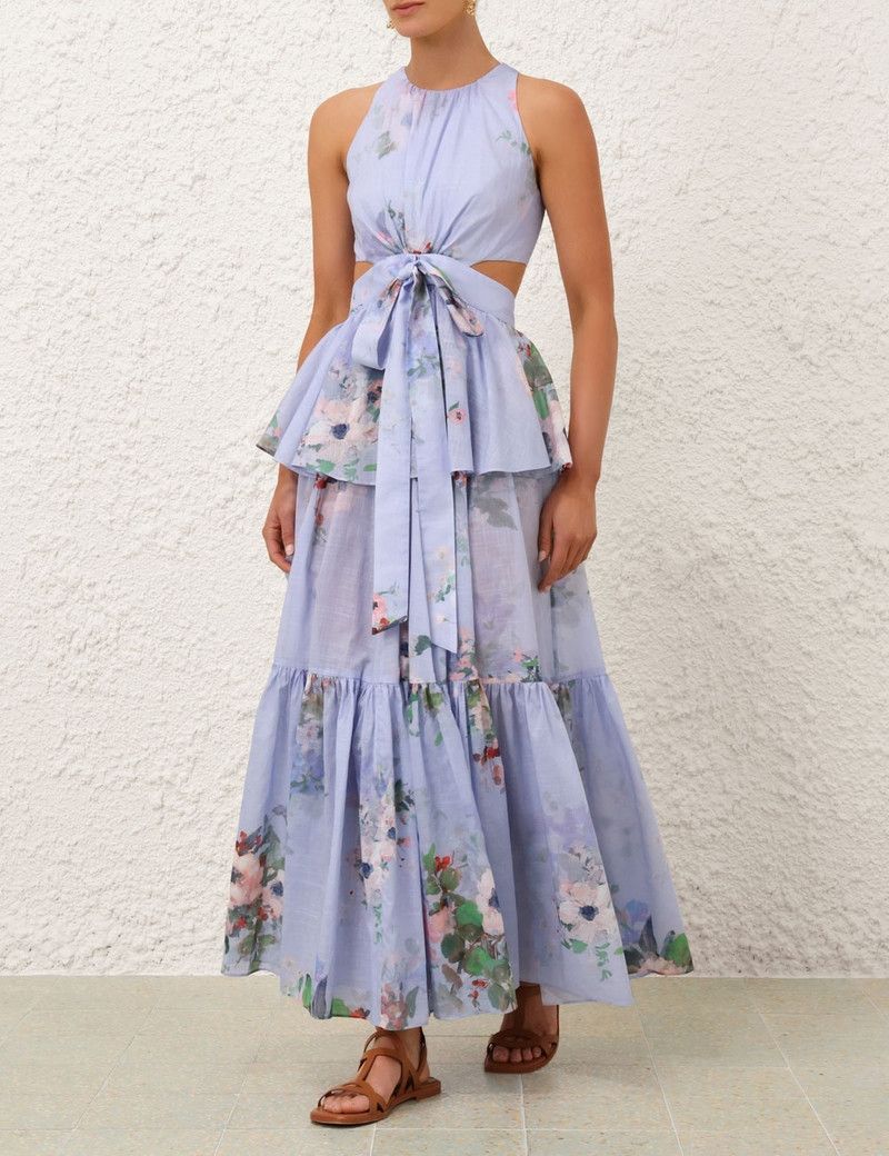Zimmermann oc11z0126 Everley Draped Bow Midi Dress in Multicolor Size XS / US 0-2 / IT 36-38 - 2 Thumbnail