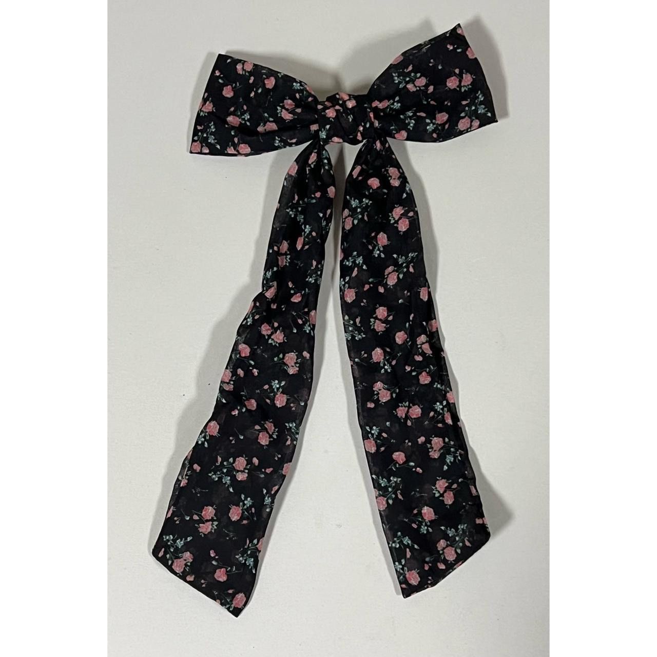 Japanese Brand × Vintage Black Pink Rose Floral Hair Bow Clip Fashion Accessory 🎀 Size ONE SIZE - 1 Thumbnail