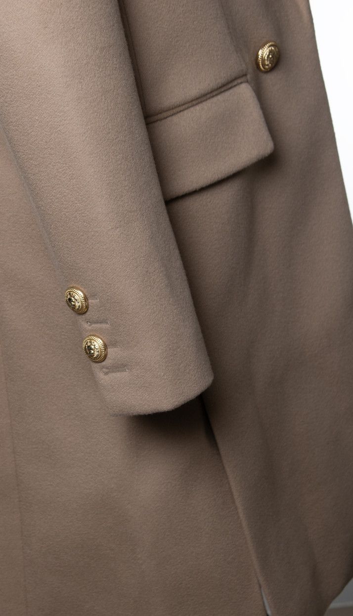 Balmain Balmain, beige wool overcoat with gold buttons Size US XL / EU 56 / 4 - 10 Thumbnail