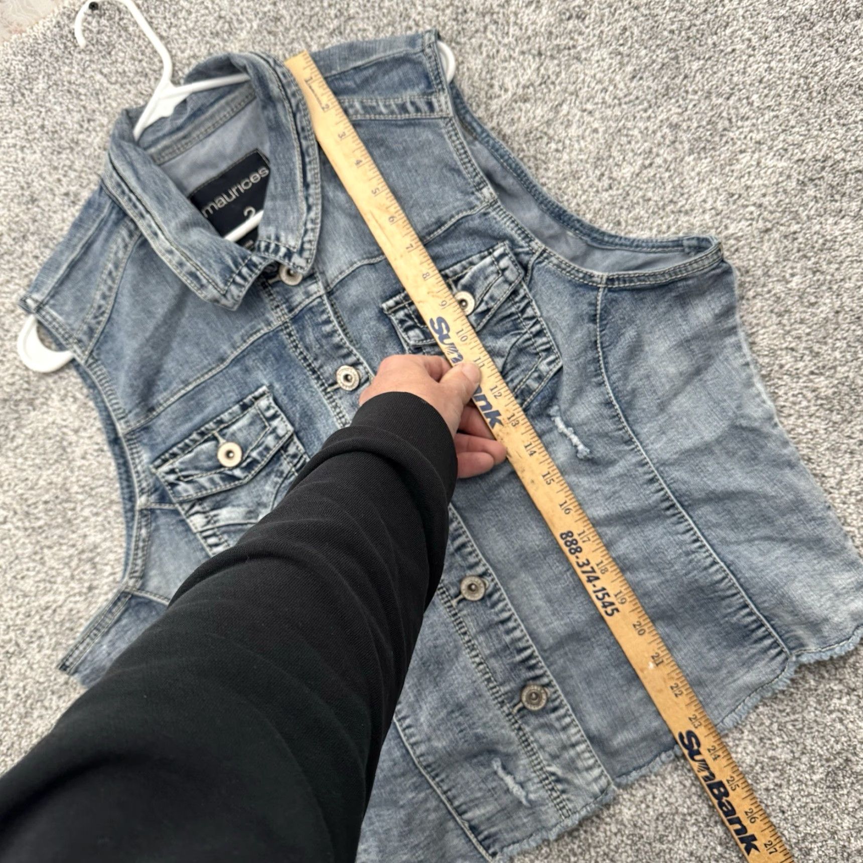 Vintage Maurices Denim Vest Sz 2 Distressed Western Retro Y2K Grunge Western Streetwear Size XS / US 0-2 / IT 36-38 - 3 Thumbnail