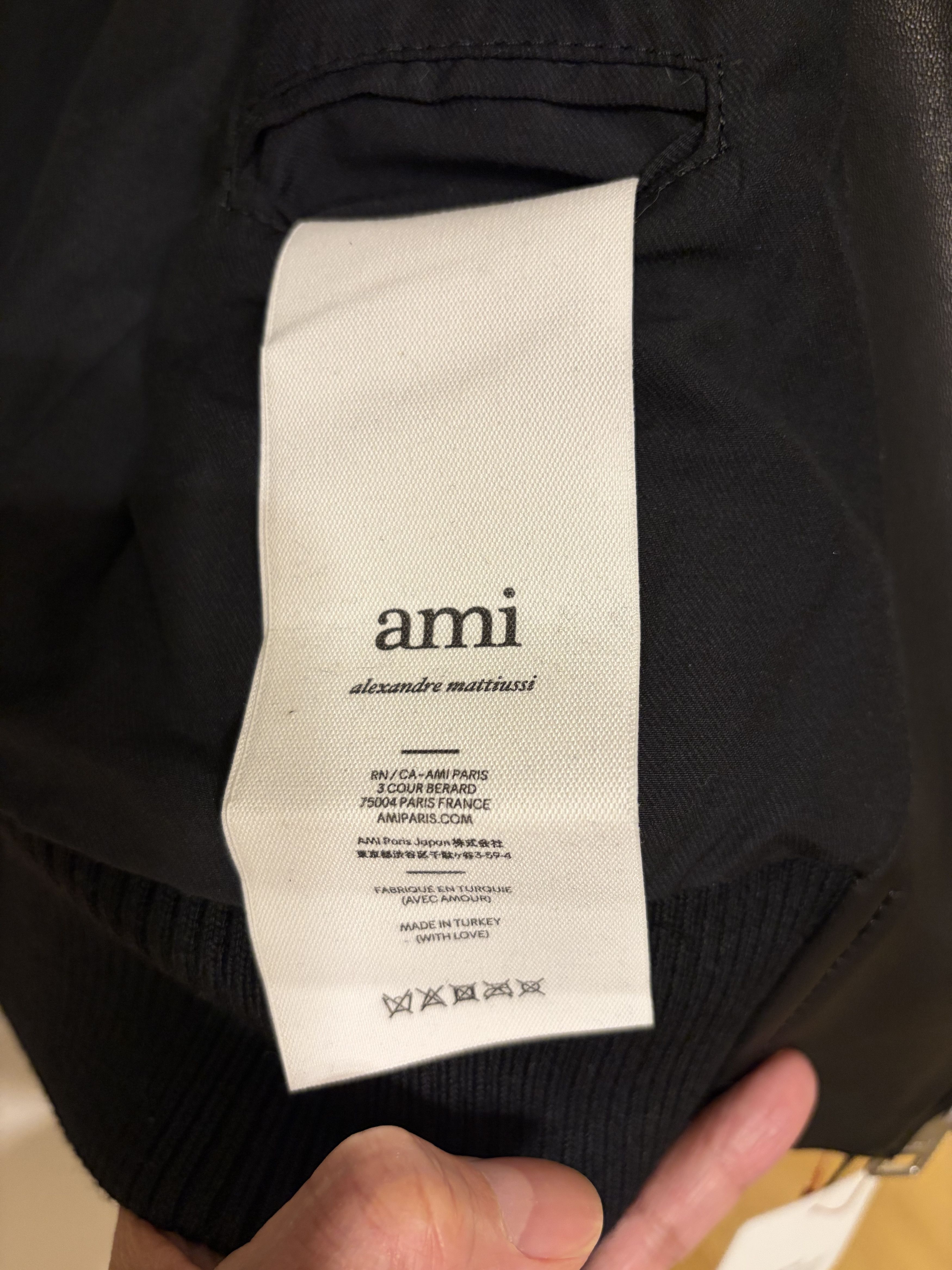 AMI AMI Paris Black Lambskin Leather Bomber Jacket – Size S NWT Size US S / EU 44-46 / 1 - 9 Thumbnail