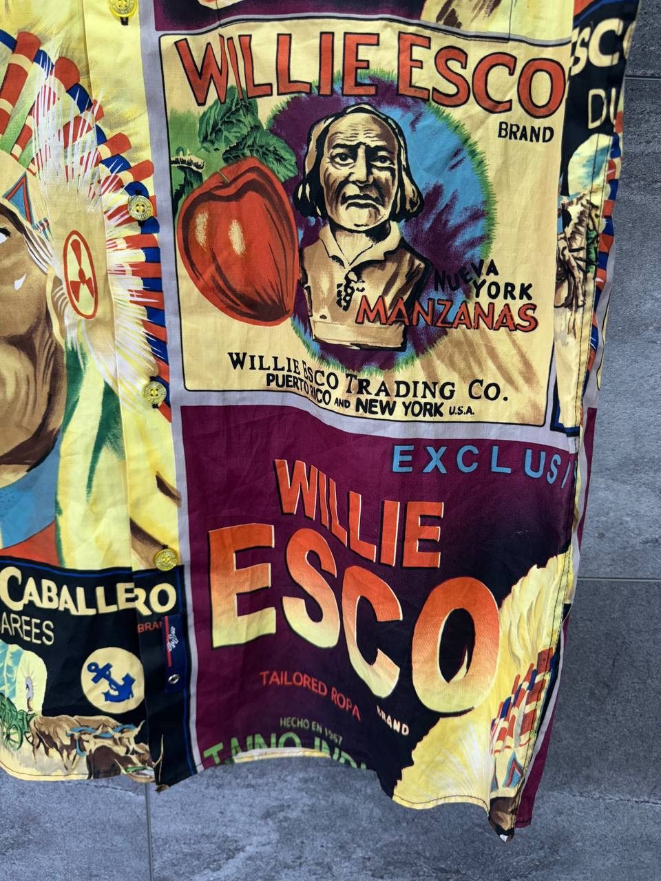 Vintage Willie Esco Shirt Men Yellow Brown Cowboys Indians AOP Size US M / EU 48-50 / 2 - 7 Thumbnail