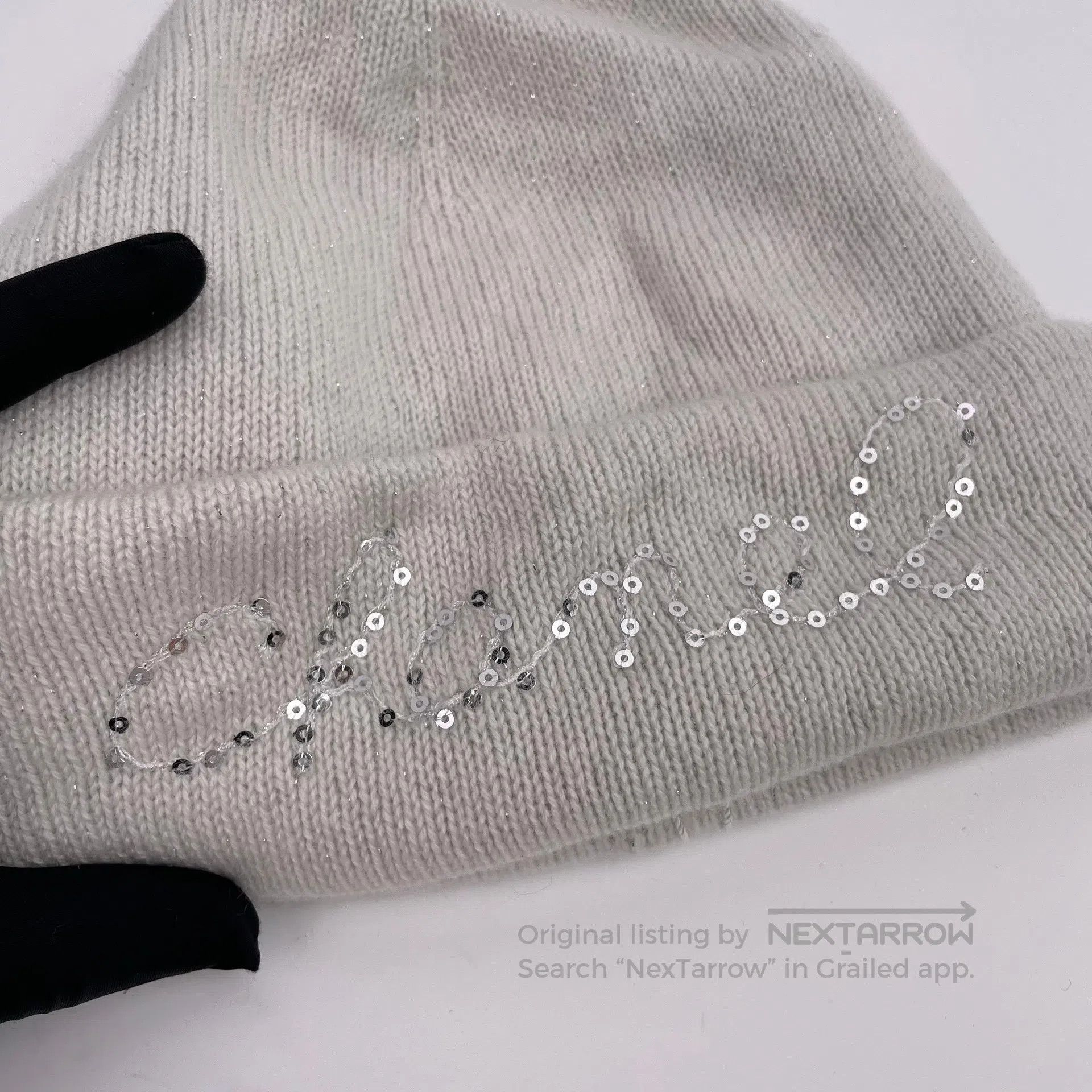 Chanel Chanel White Sequin Embroidered Letter Cold Hat| Size ONE SIZE - 8 Thumbnail