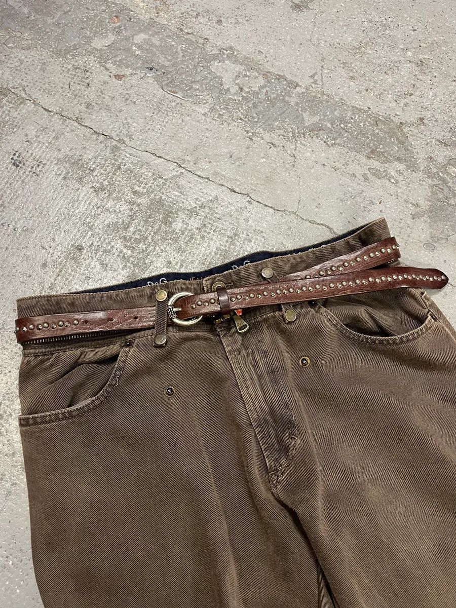 Vintage 2000s Nanni Studded Brown Leather Belt Size ONE SIZE - 3 Thumbnail