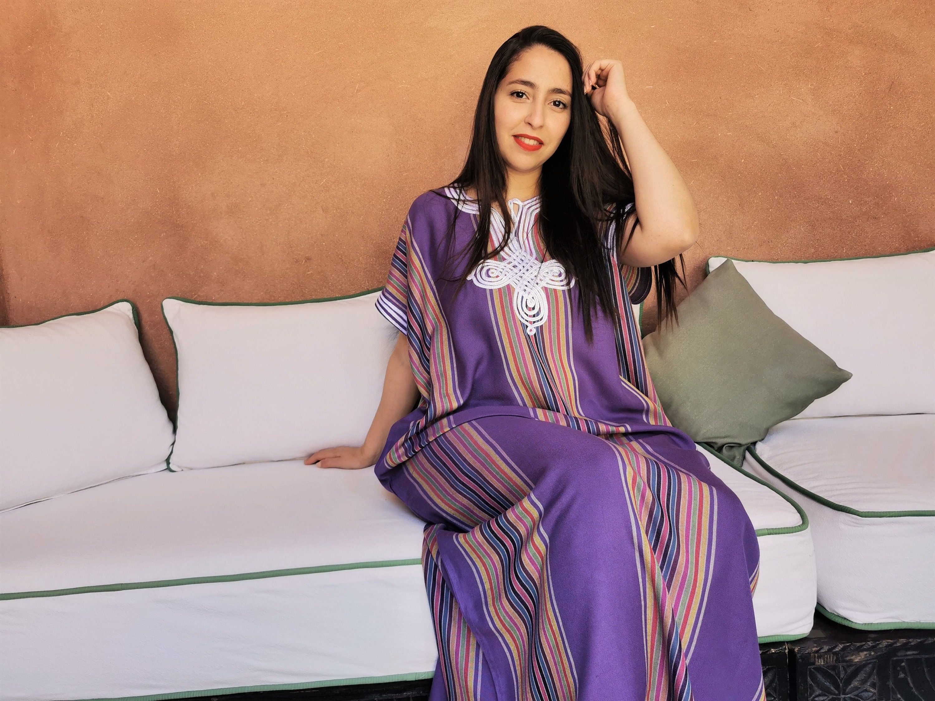 Designer × Handmade Purple Moroccan Bohemian Kaftan Size ONE SIZE - 3 Thumbnail