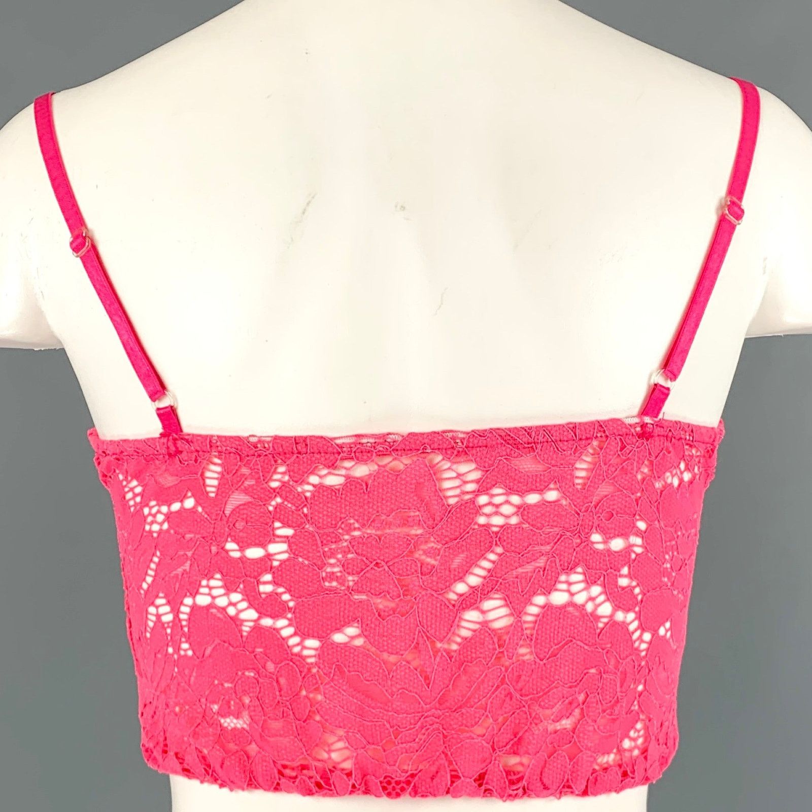 Vintage VINTAGE Size S Hot Pink Lace Floral Bustier Dress Top Size S / US 4 / IT 40 - 3 Thumbnail