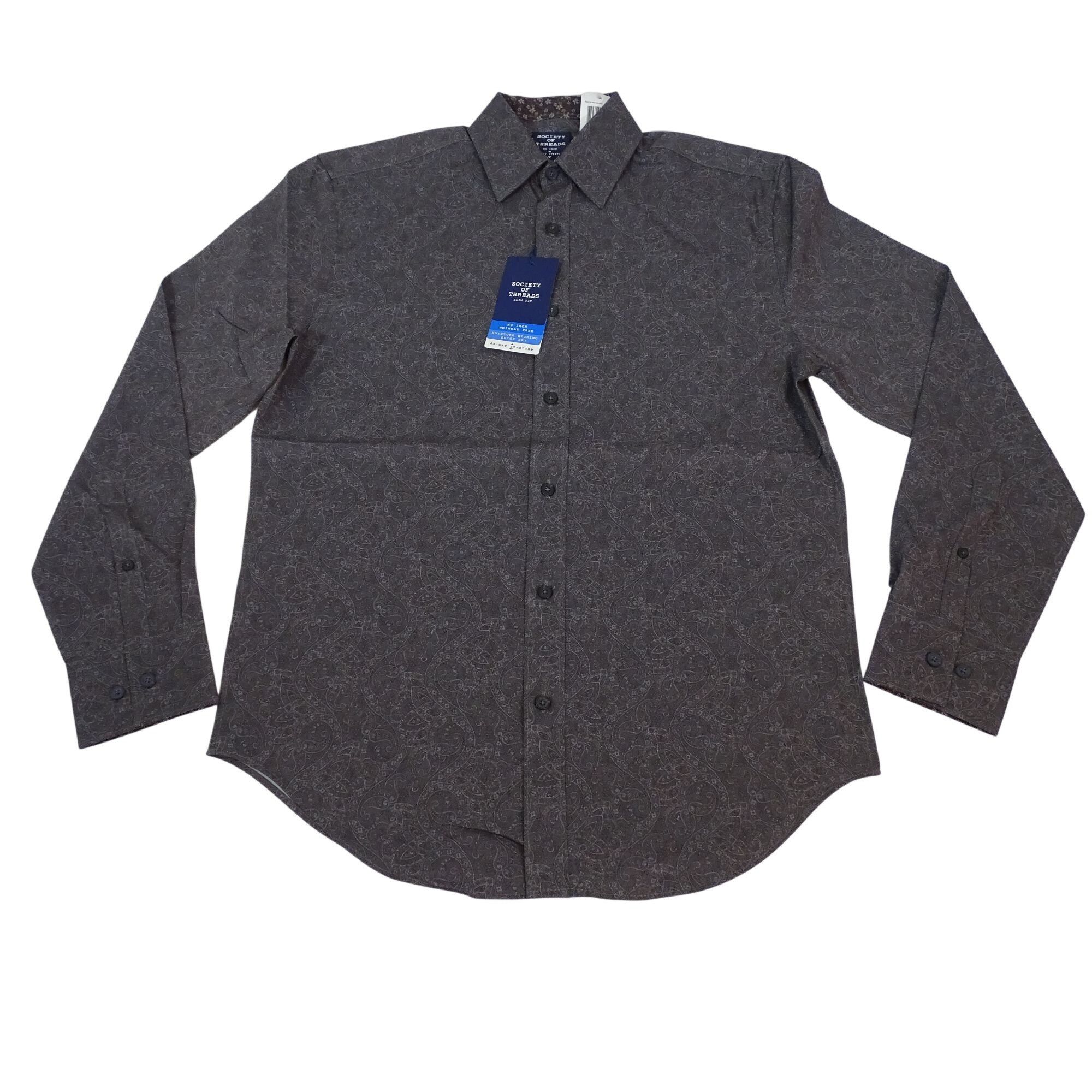 Other Society Of Threads Slim Grey Paisley Shirt Size S Stretch Size US S / EU 44-46 / 1 - 2 Thumbnail
