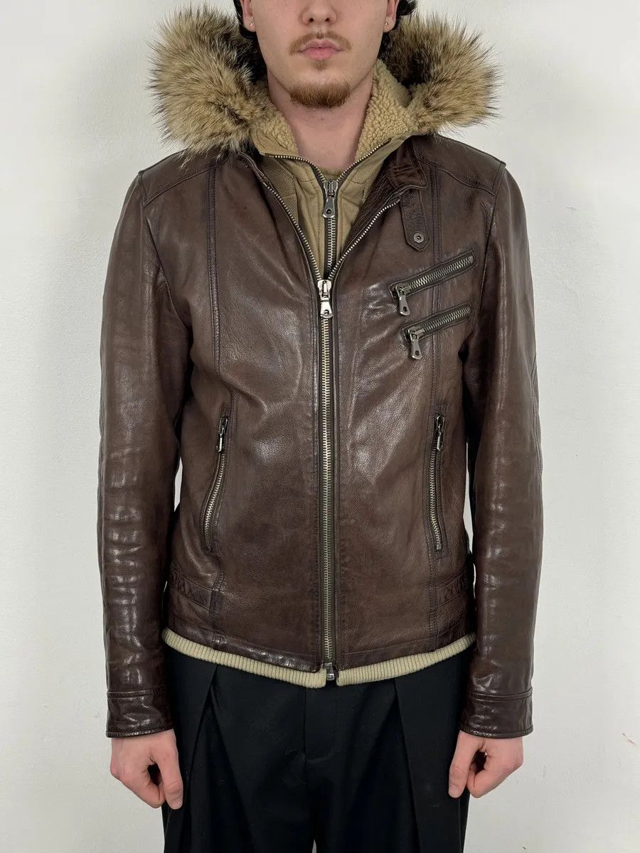 Dolce & Gabbana AW2005 Dolce & Gabbana Brown Fur Hooded Buffalo Leather Jacket Size US M / EU 48-50 / 2 - 3 Thumbnail