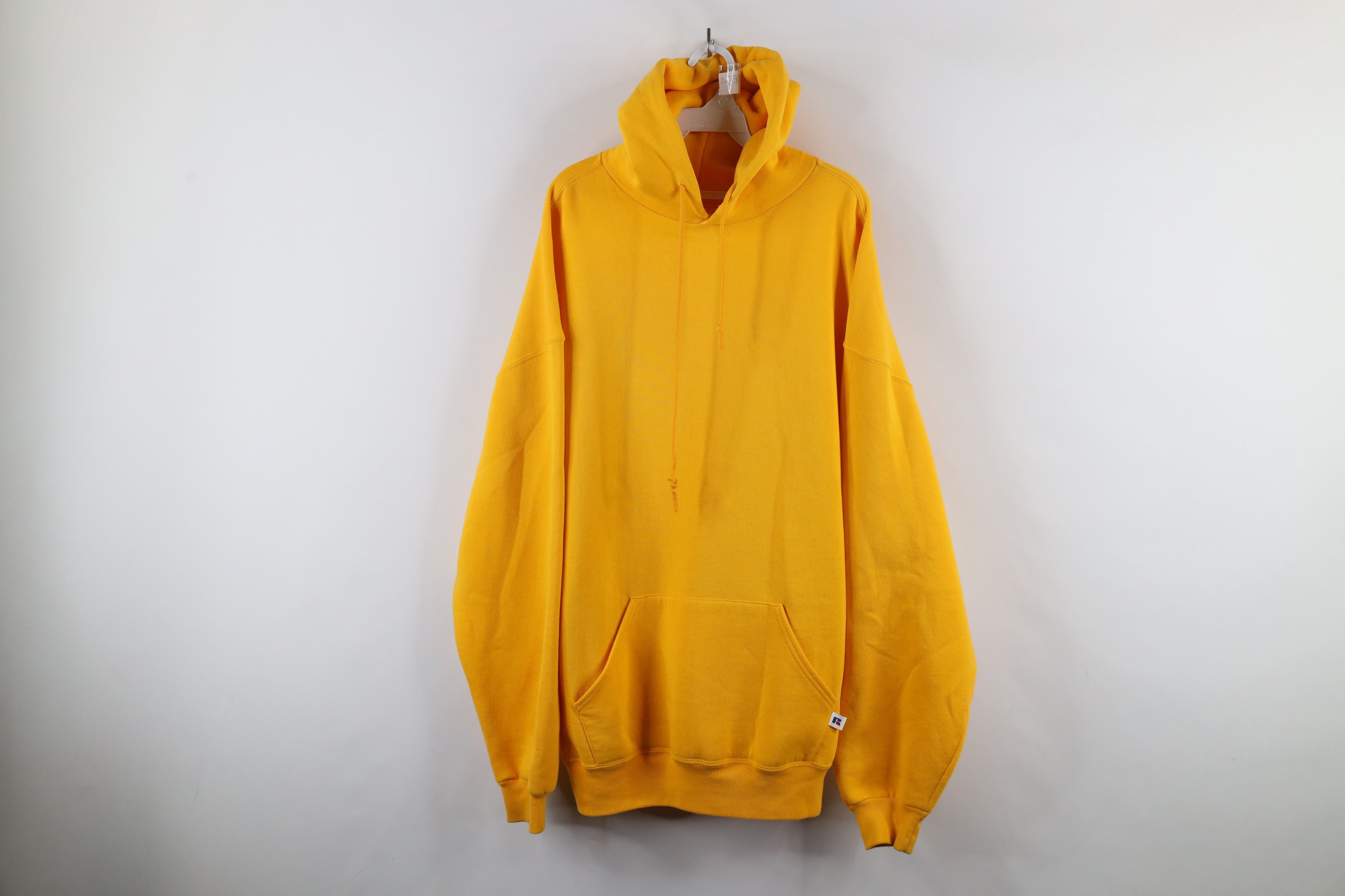 Russell Athletic × Vintage Vintage 90s Russell Athletic Blank Hoodie Sweatshirt Yellow Size US XXL / EU 58 / 5 - 1 Thumbnail