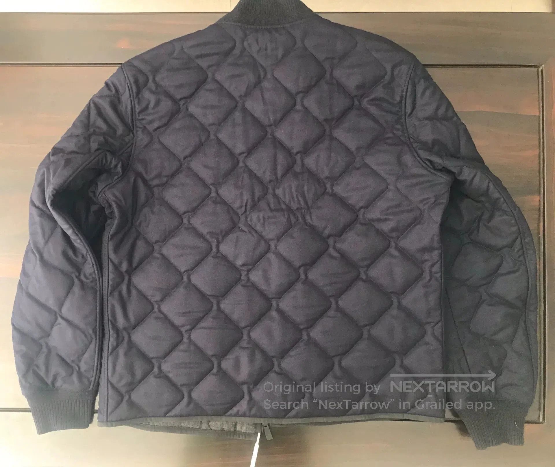 Ermenegildo Zegna navy quilted wool jacket with leather trim. Size US L / EU 52-54 / 3 - 2 Thumbnail