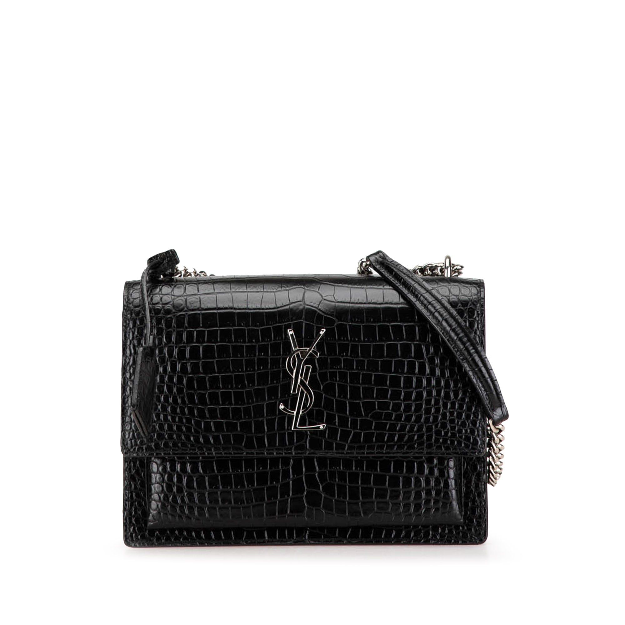 Saint Laurent Paris Saint Laurent Medium Embossed Sunset Crossbody Bag Black Size ONE SIZE - 1 Thumbnail