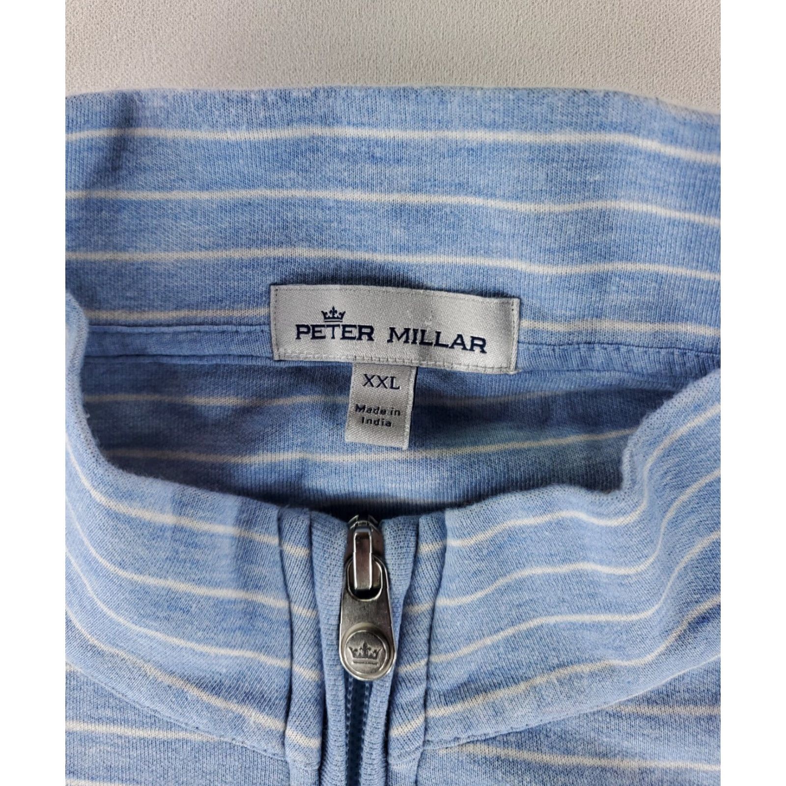 Peter Millar Peter Millar Crown Comfort 1/4 Zip Pullover Shirt Blue White Striped Mens XXL Size US XXL / EU 58 / 5 - 2 Thumbnail
