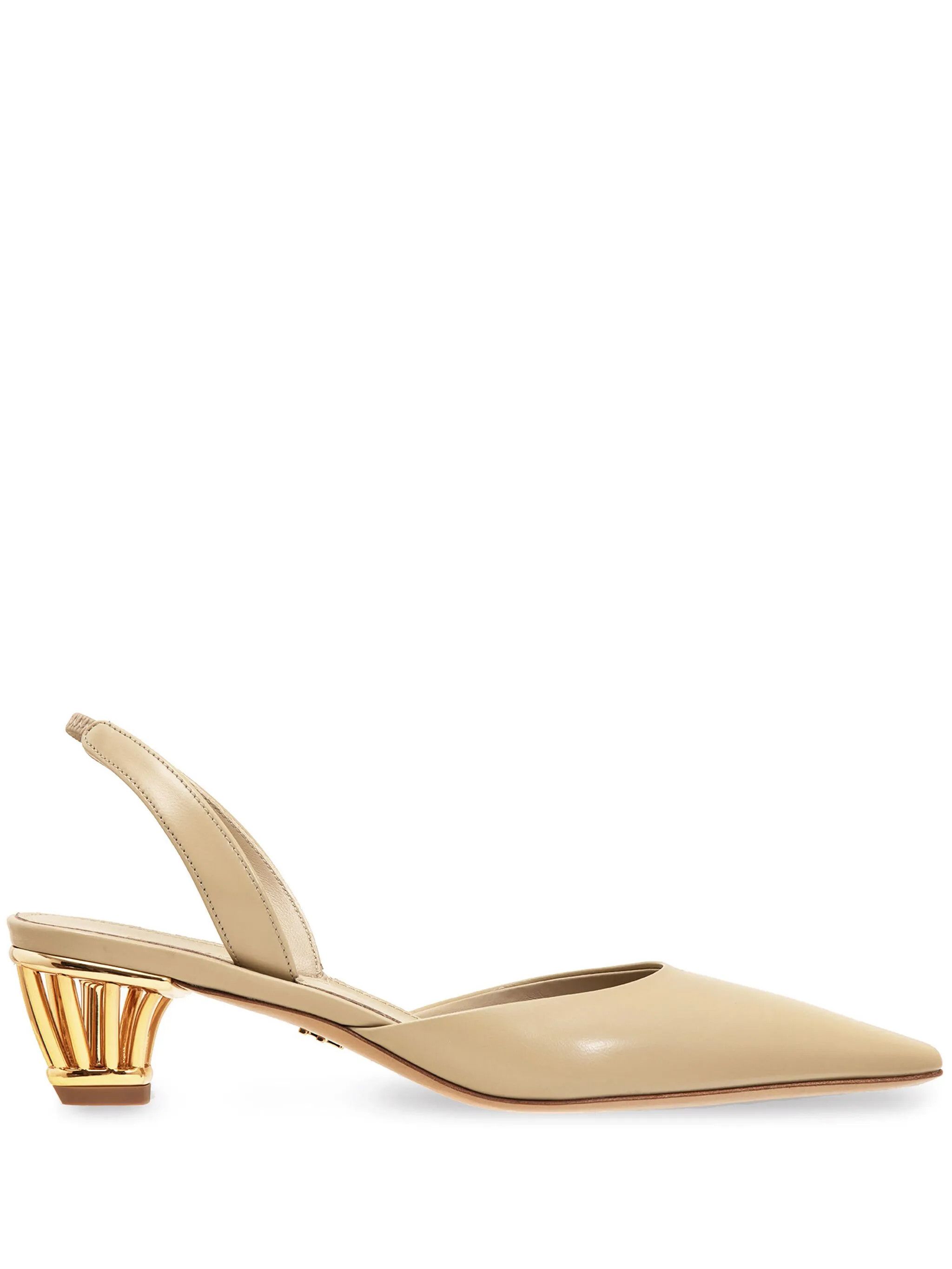 Salvatore Ferragamo o1s1rm0126 Alyssa Cage-heel Slingback Pumps in Beige Size US 6 / IT 36 - 1 Thumbnail
