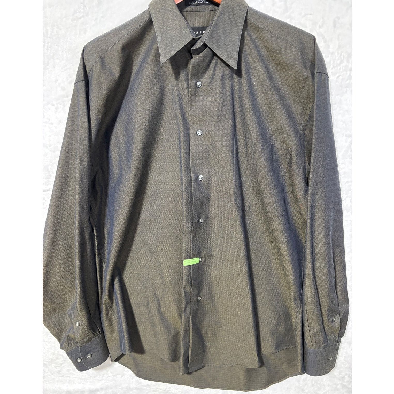 Baracuta BARACUTA Men's Navy-Olive 2-tone Long Sleeve Dress Shirt | M Size US M / EU 48-50 / 2 - 1 Thumbnail