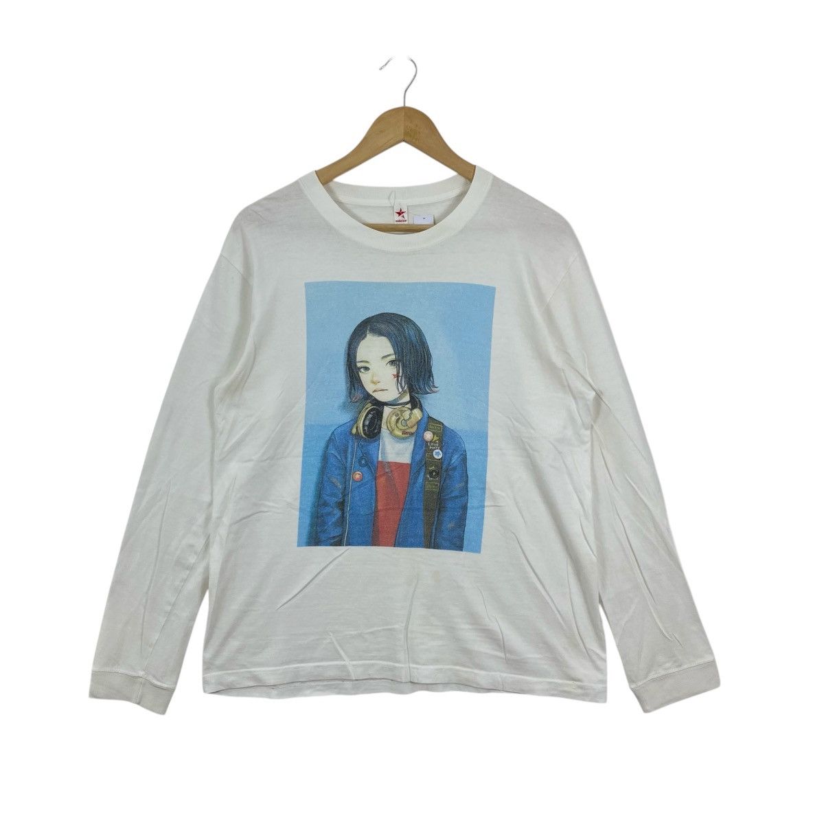 Japanese Brand Rockin’Star Anime Girl Graphic Long Sleeve Shirt White L Size US L / EU 52-54 / 3 - 1 Thumbnail