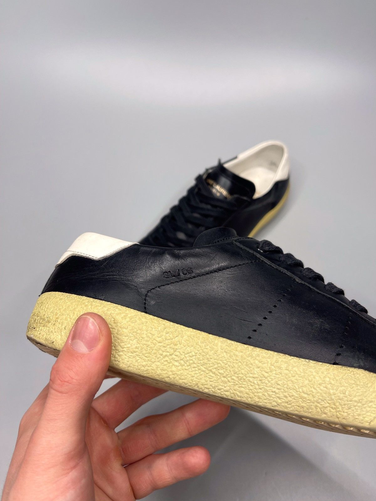 Saint Laurent Paris Saint Laurent Paris Leather Low-Top Sneakers SL/06 Size US 8.5 / IT 38.5 - 11 Thumbnail